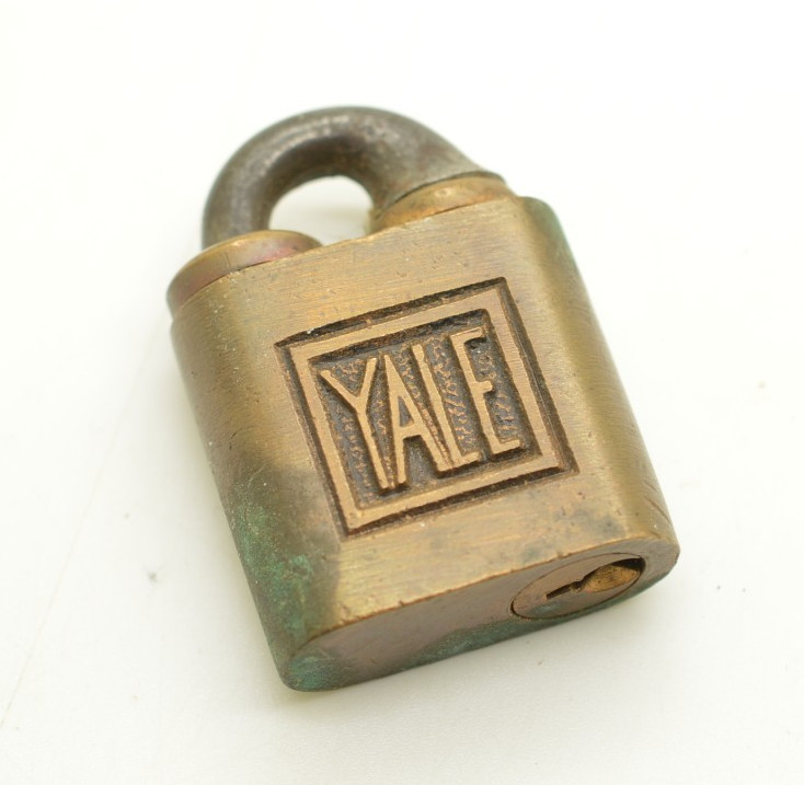 Antique Early Yale Company Solid Brass Padlock Made in USA Thick Mini 1.75″
