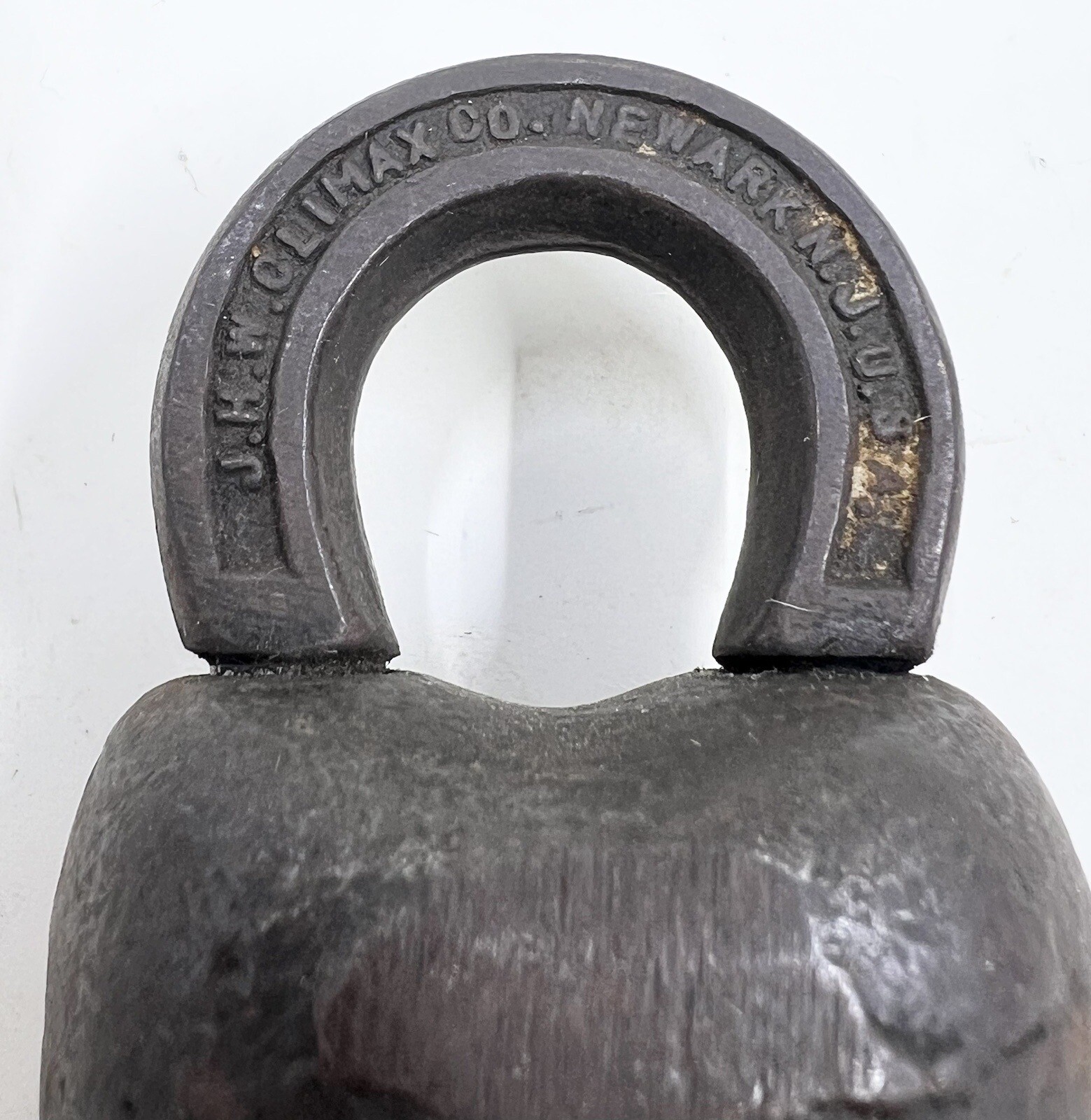 Vintage JHW Climax Co Scandinavian Style Padlock Lock w/Key Cast Iron Works