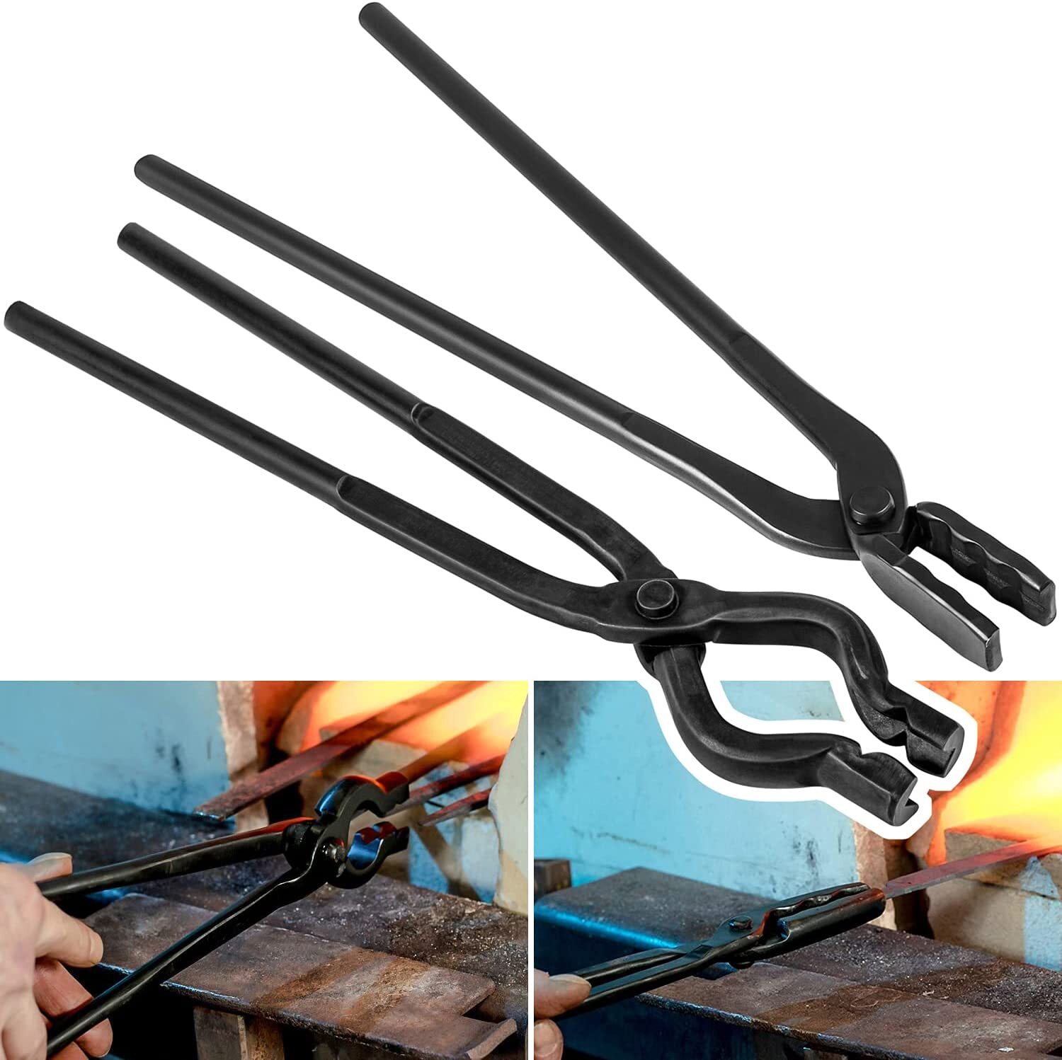 Bladesmith Blacksmith Tongs & Hammer Tool Set for Knife Making Forge Anvil Vise