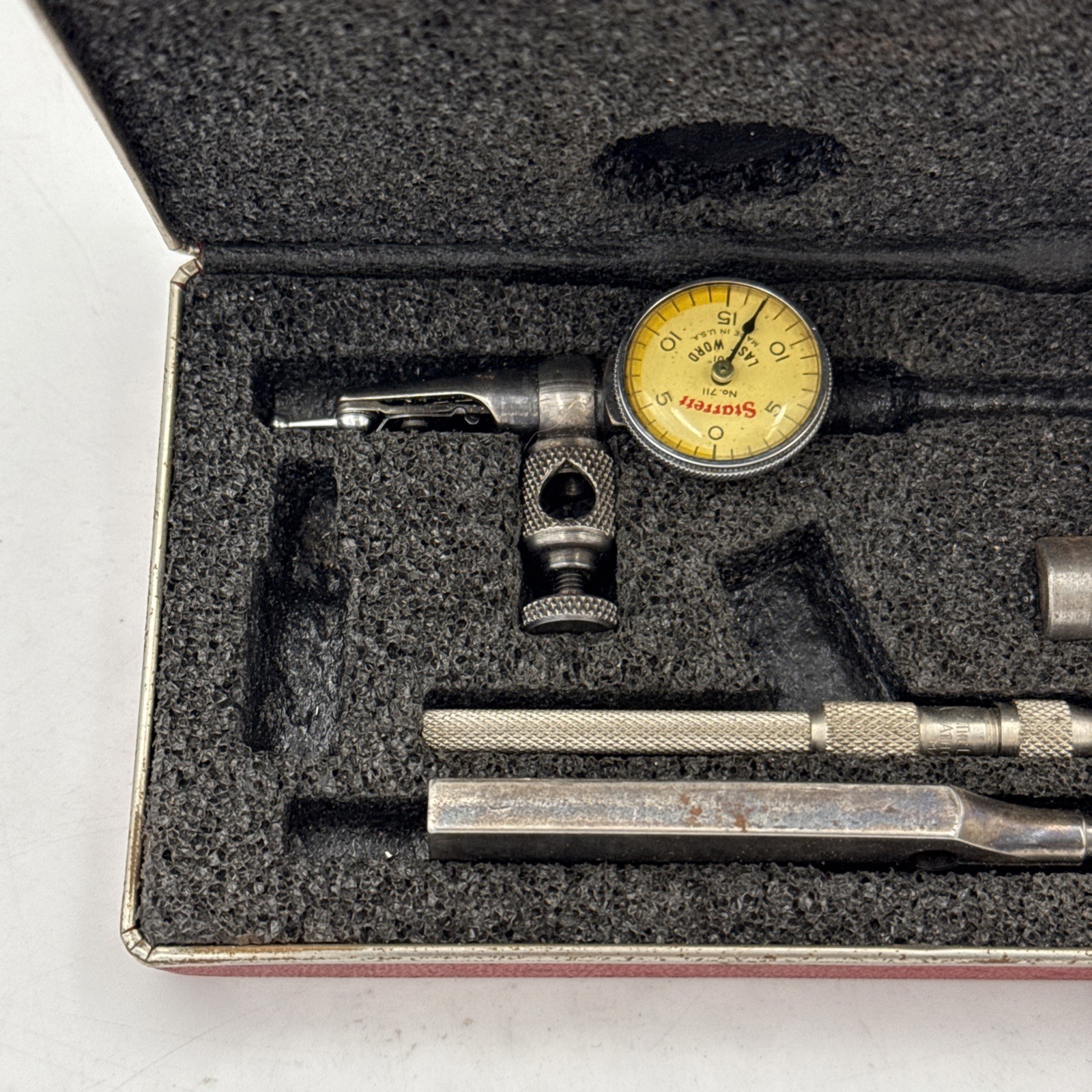 Starrett Last Word Dial Test Indicator No. 711 w/Case & Attachments – .001”