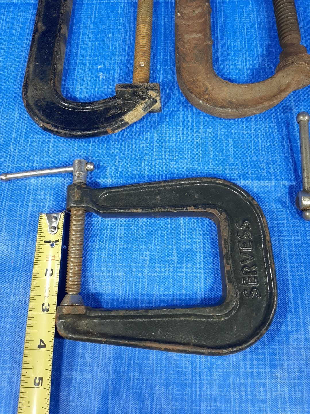 Lot Of 6 Large Vintage C- Clamps Williams Fuller Servess Sizes 3″-6″ C CLAMPS