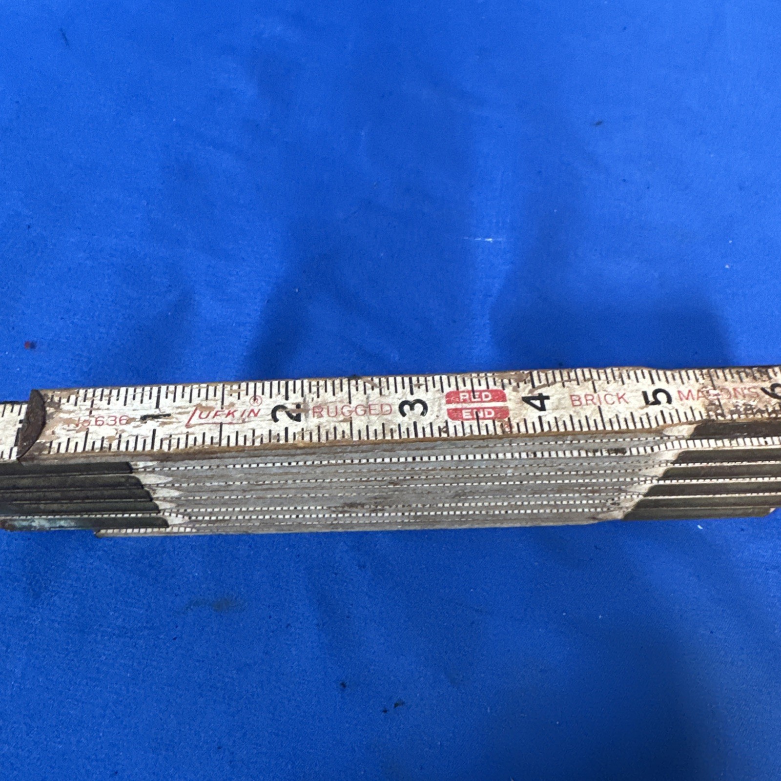Vintage LUFKIN BrickMasons Red End Folding Wood Ruler 72″ W brick Spacing Rule