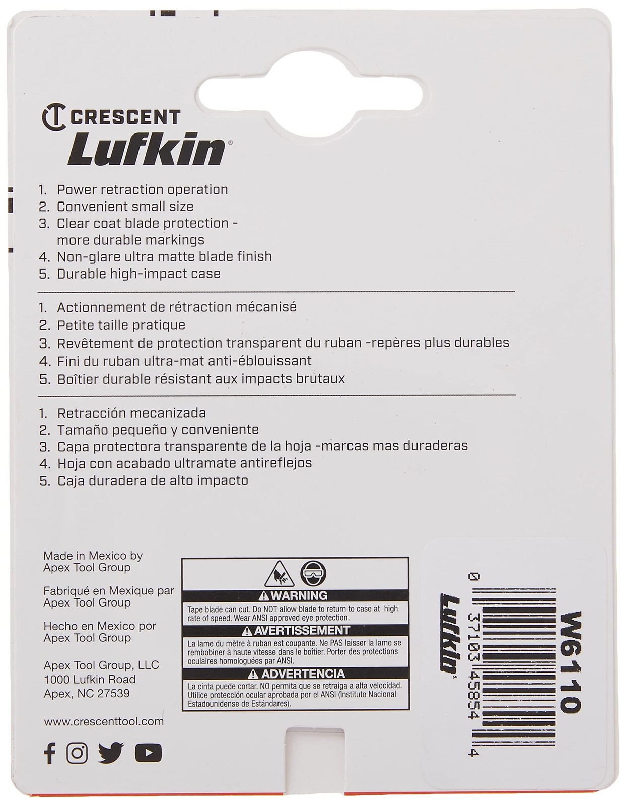 Crescent Lufkin 1/4″ x 10′ Pee Wee Yellow Clad Pocket Tape Measure – W6110 , …