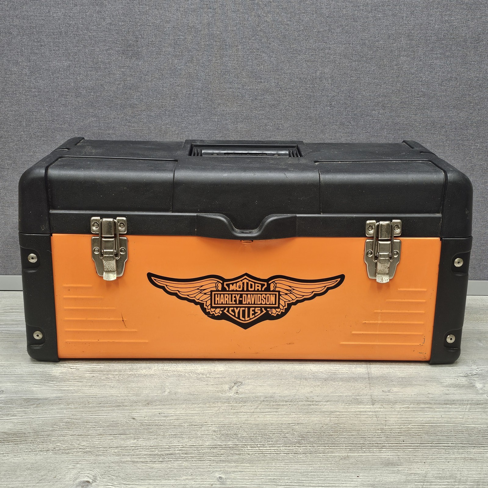 Harley-Davidson Motorcycle Orange & Black Plastic/Metal Tool Box Chest HDDX-22