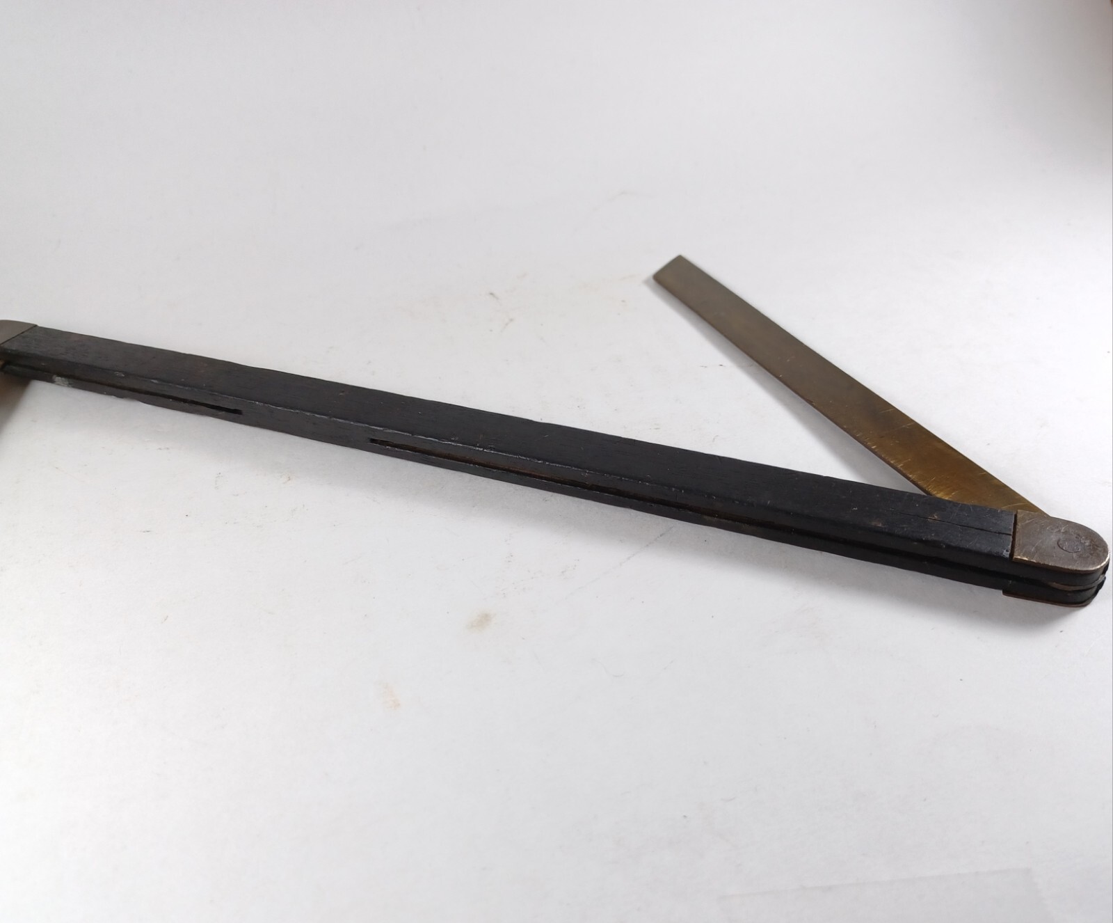 Antique Brass & Ebony Wood Shipwright’s Bevel Tool, 12″