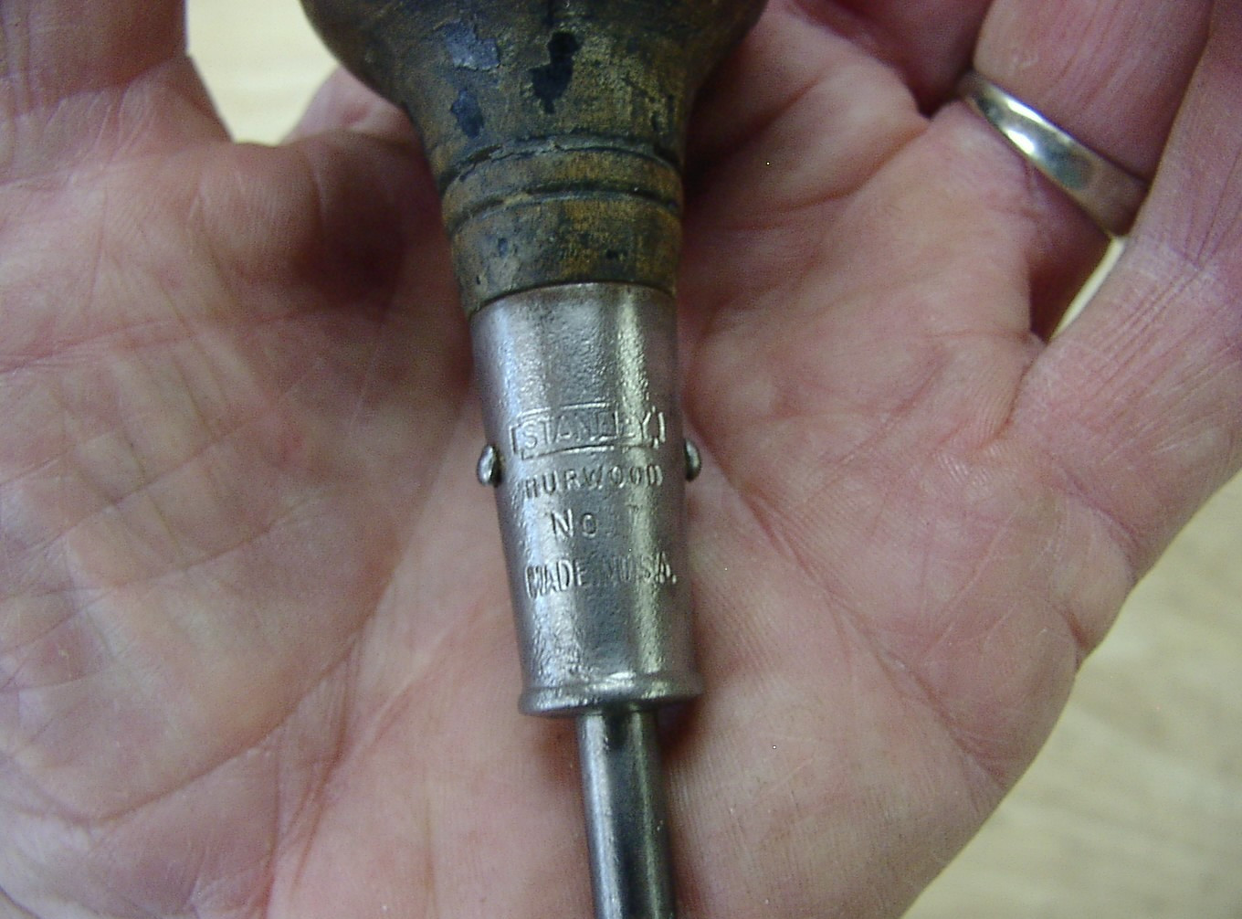 Old Used Tools,Vntg Stanley Hurwood No. 7 Through Tang Scratch Awl,6-5/16″,GOOD!