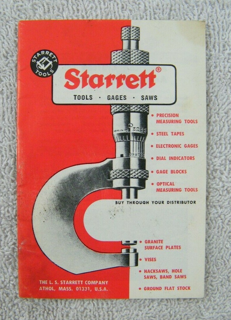 1952 STARRETT BULLETIN NO. 103V ISSUE NO. 9 LIST PRICES OF PRECISION TOOLS