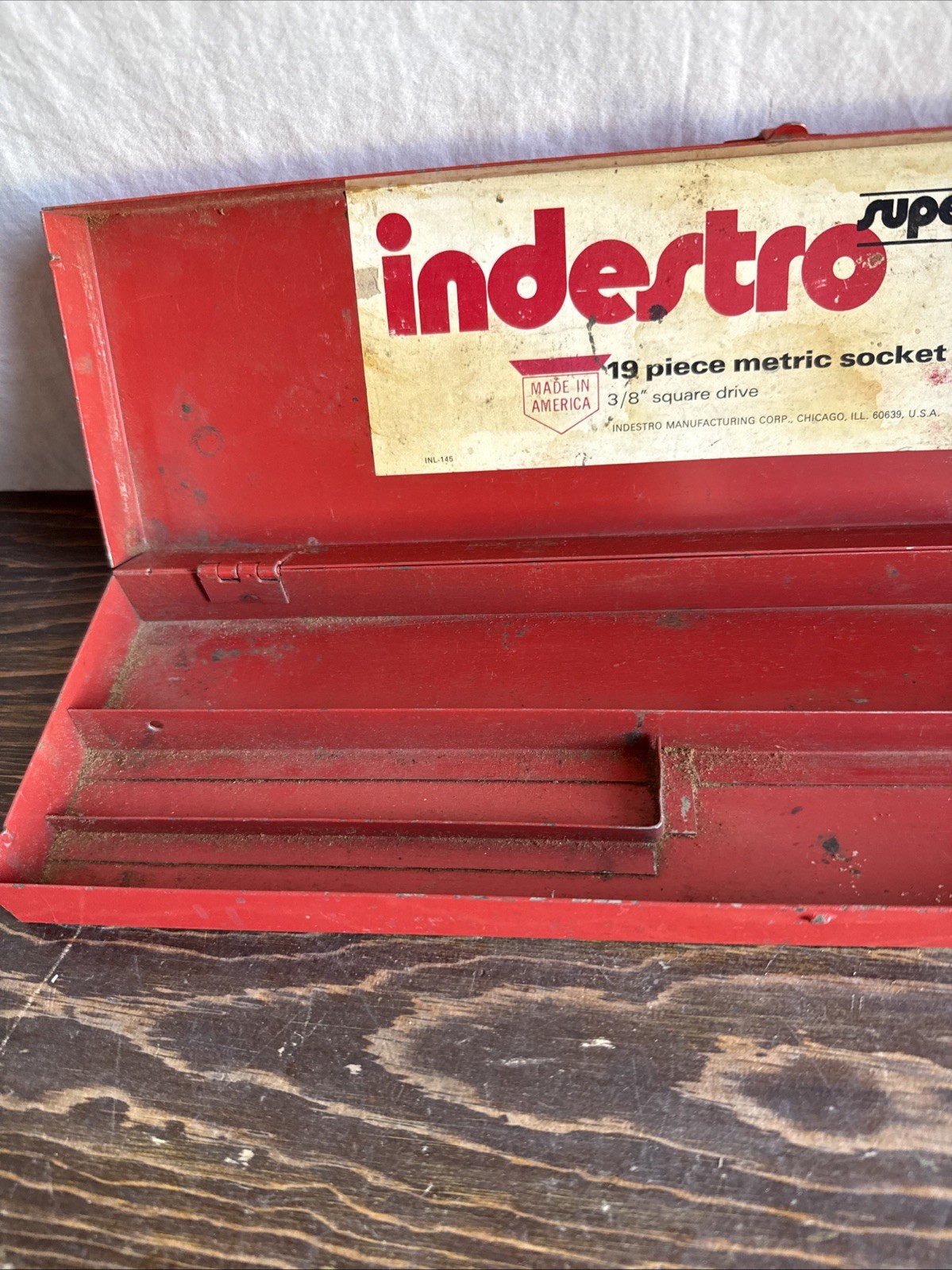 Vintage Indestro Chromium-Vanadium 3/8” Drive Socket Set Empty Red Case Only