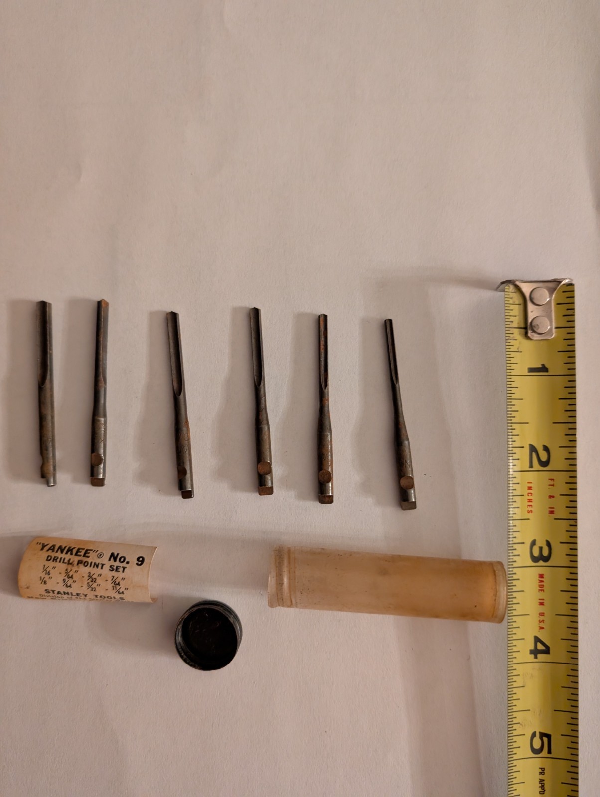 STANLEY YANKEE PUSH DRILL POINTS SET No.9 RARE White label only 6 pcs
