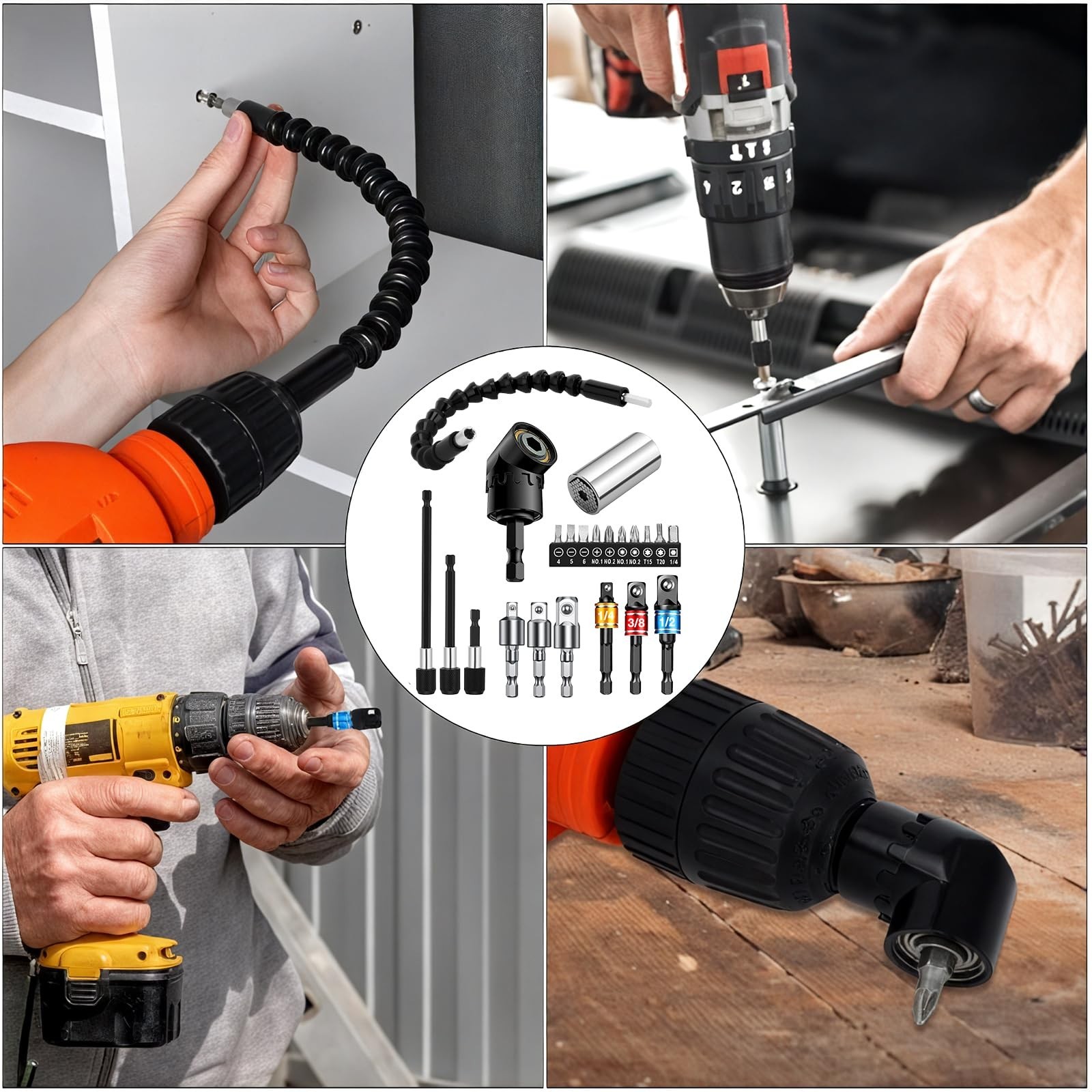 Tietoc Stocking Stuffers for Men, 22PCS Flexible-Drill-Bit-Extension Set Chri…