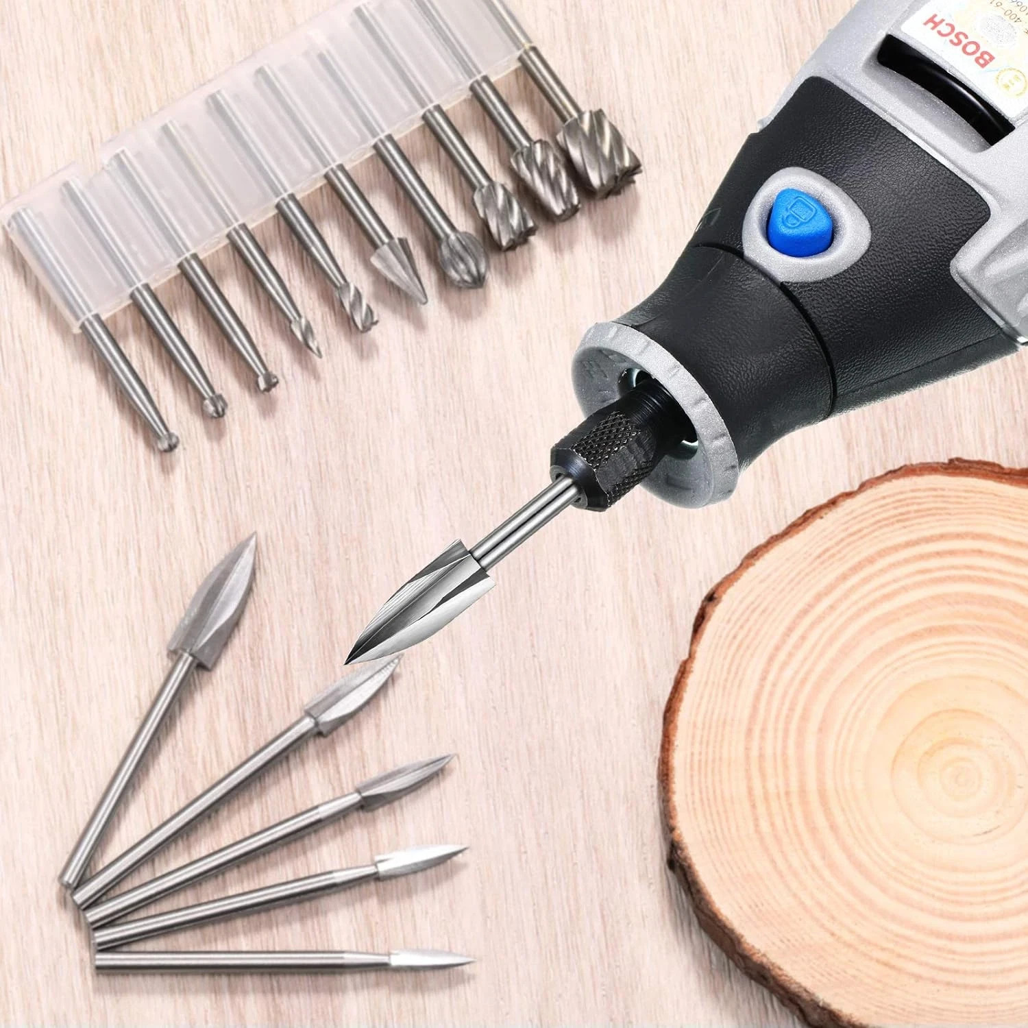 20-Piece Wood Carving Tools Set – Includes HSS Engraving Drill Accessories & HSS