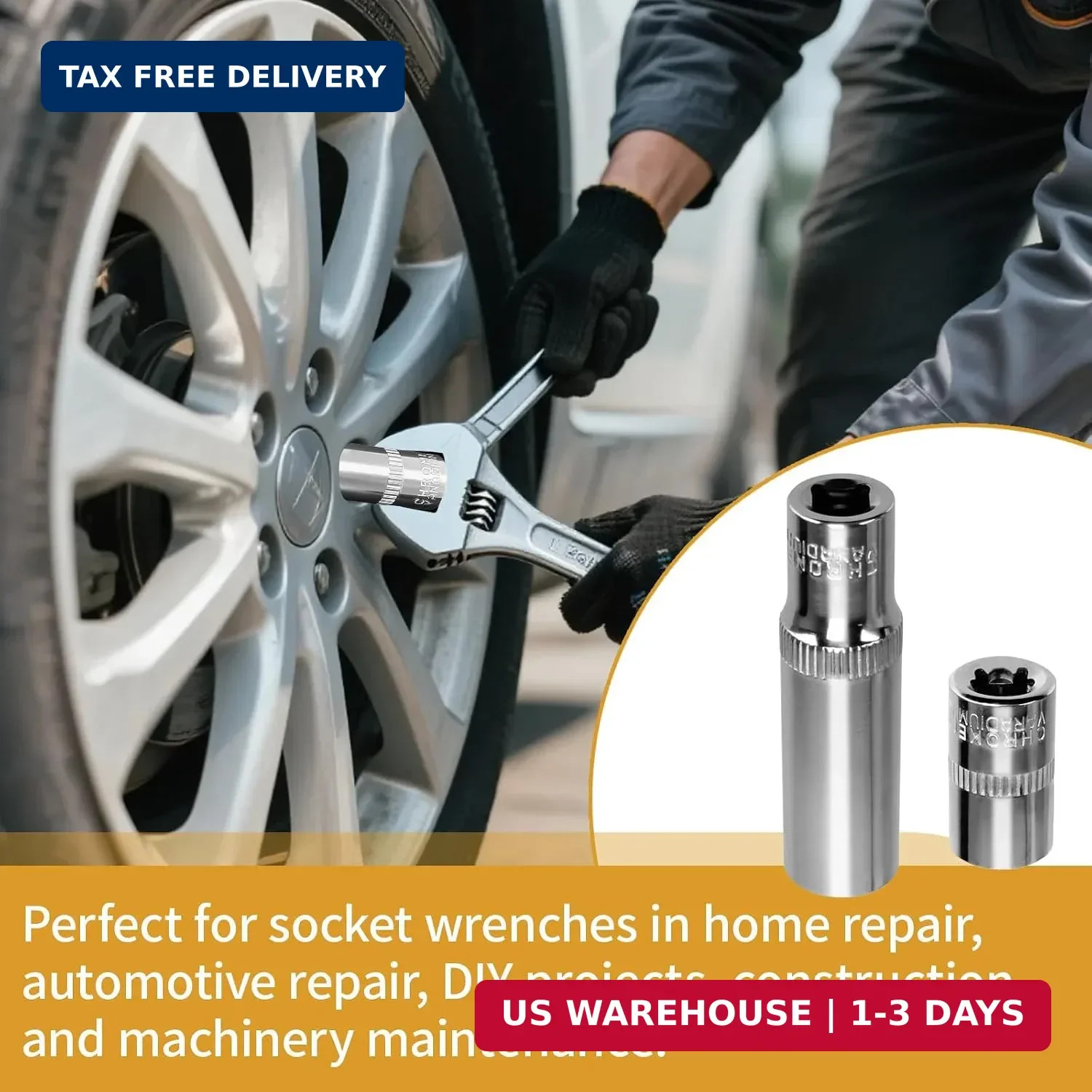 2Pcs 1/4″ Drive 10mm Deep & Shallow Socket Set 6-Point CR-V Metric Impact Socket