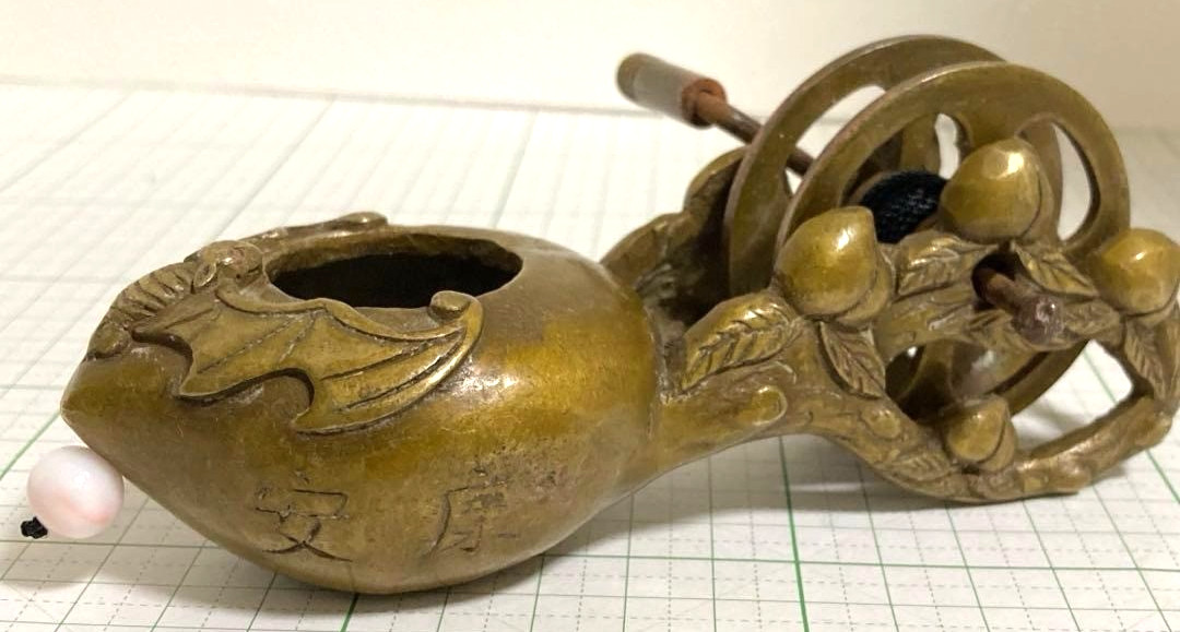 Japanese Sumitsubo Traditional Carpenter Tool Copper Ink Pot W15cm Lucky charm