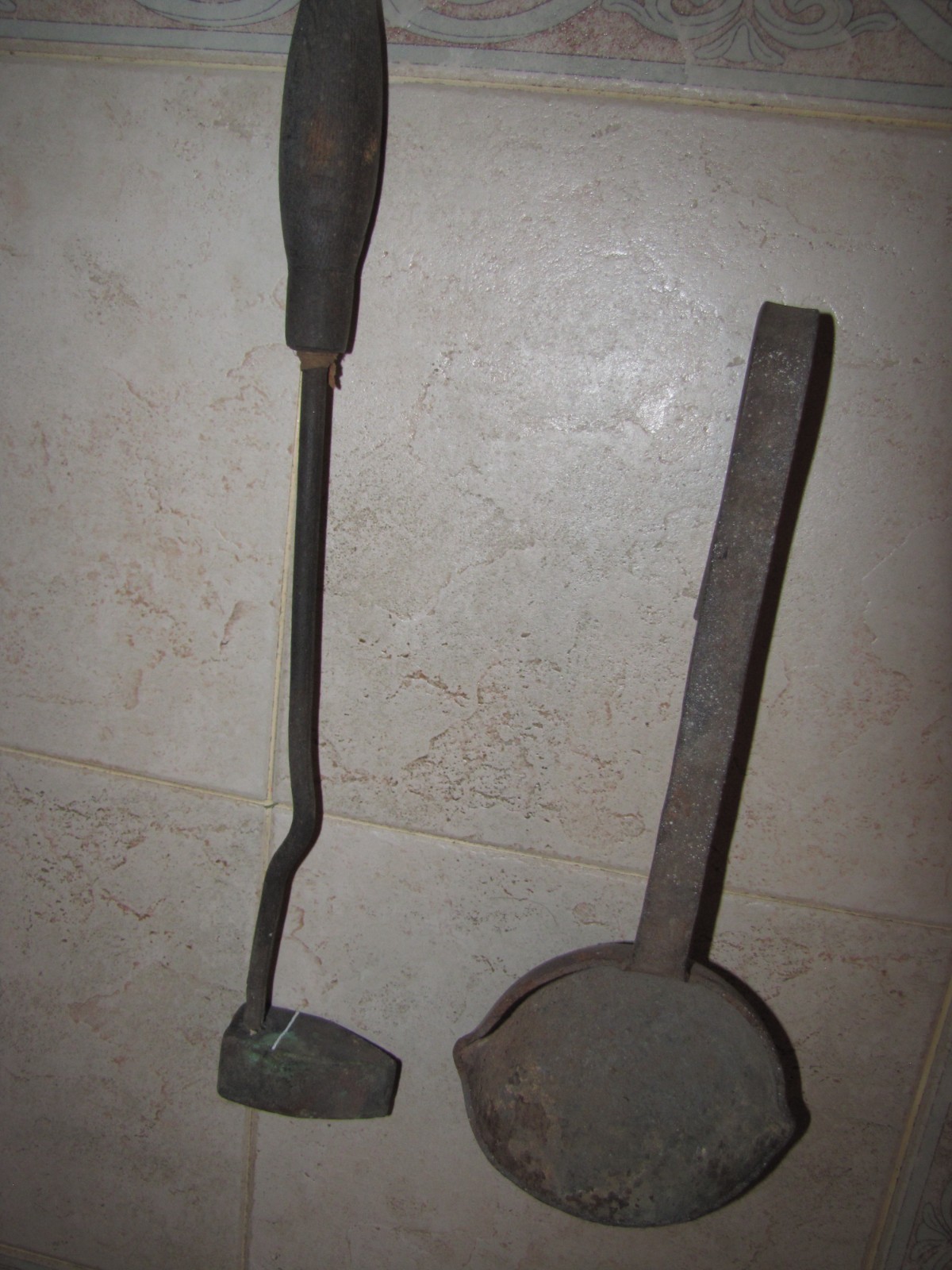 Vintage 14l” Cast Iron Smelting Ladle & solding iron Melting Metal Lead Antique