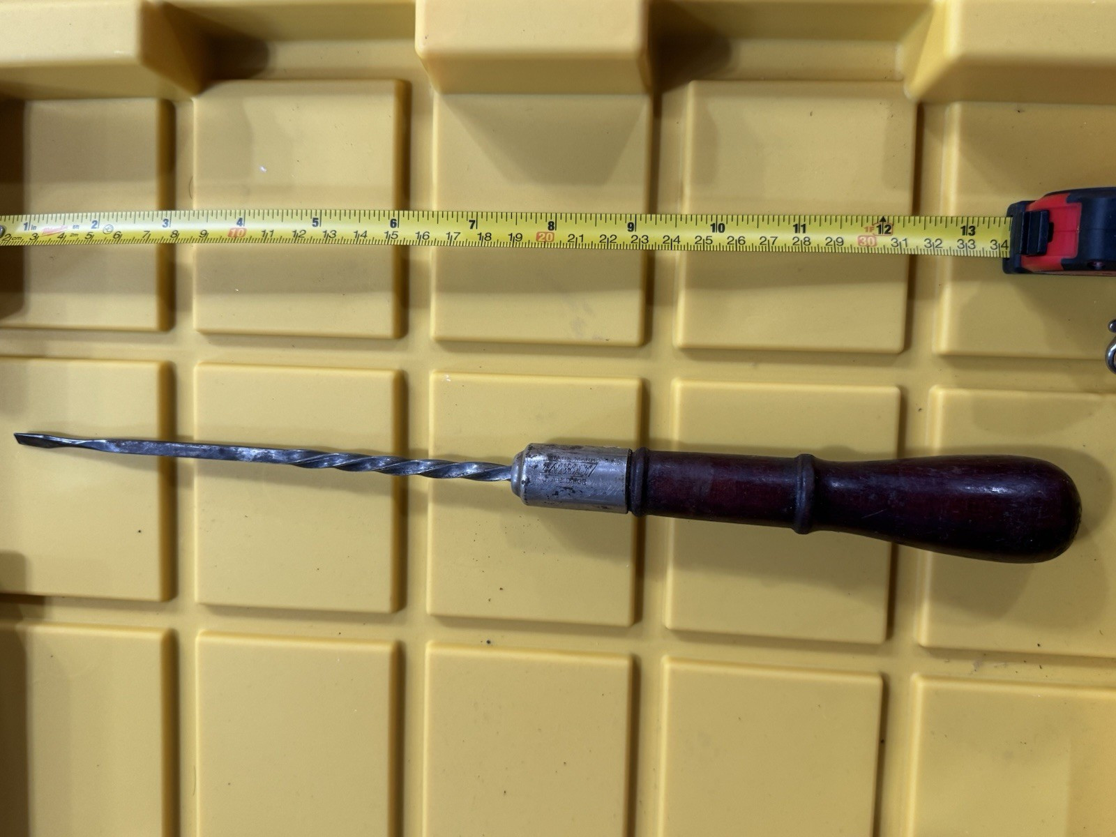 Vintage Wood Handle Screwdriver w/ Metal Ferrule Shaft, Approx. 11 in Length