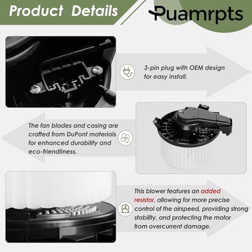 AC Heater Blower Motor Compatible with Ram 1500 2014-2018, PM4104 RAM with ATC