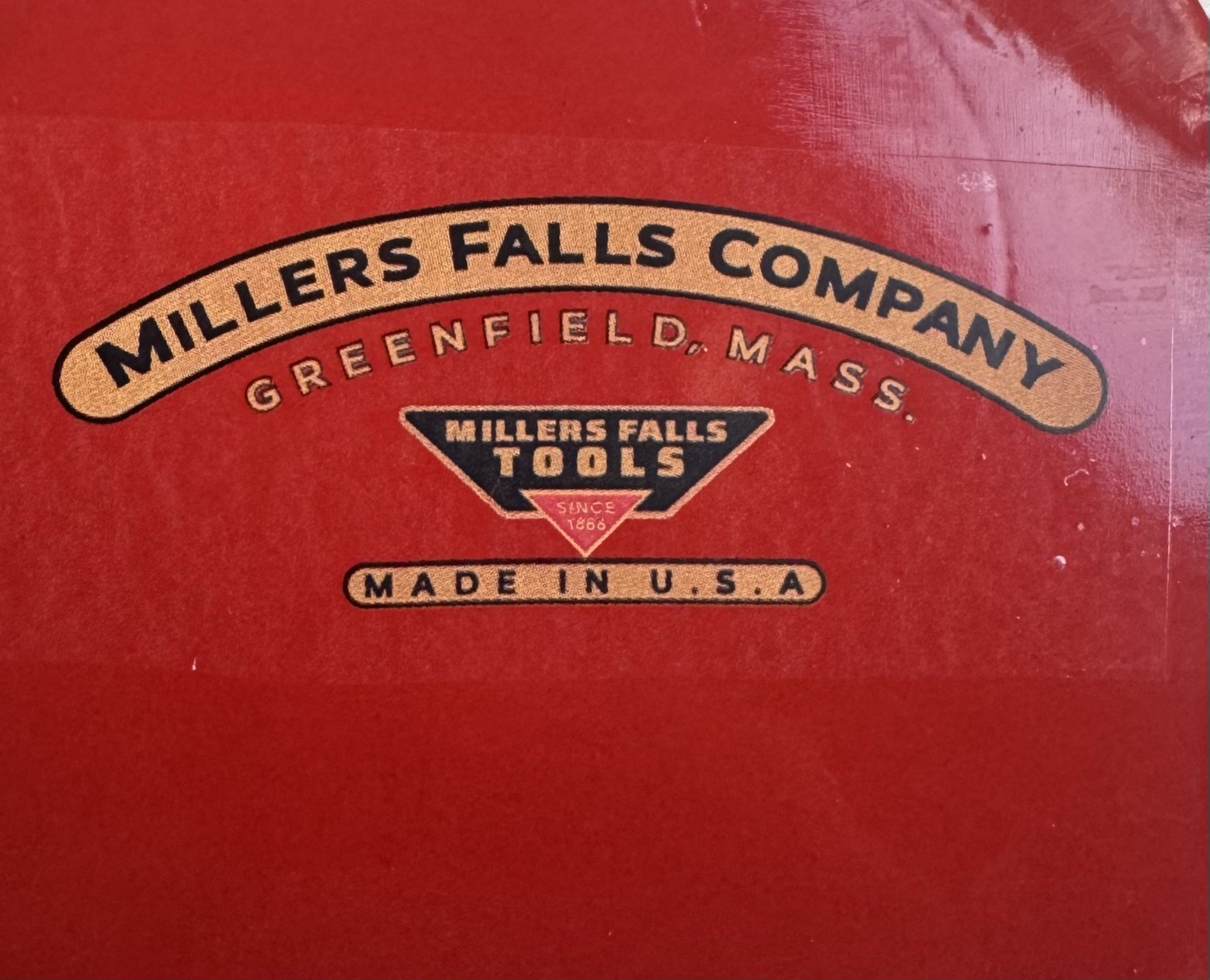 Waterslide Vintage Millers Falls Company Breast Drill decal tool USA