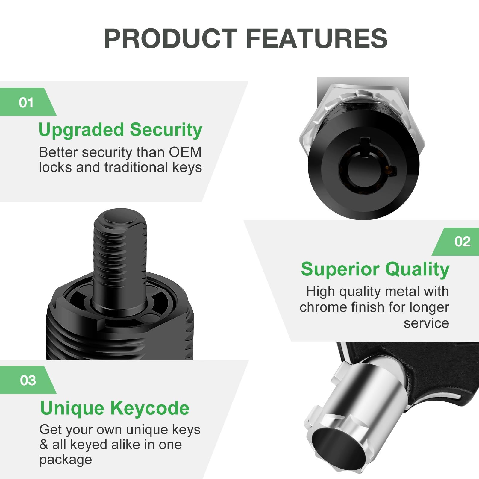 2 Pack RV Cabinet Cam Locks 1-1/8 Inch Keyed Alike Storage Door Locks Black