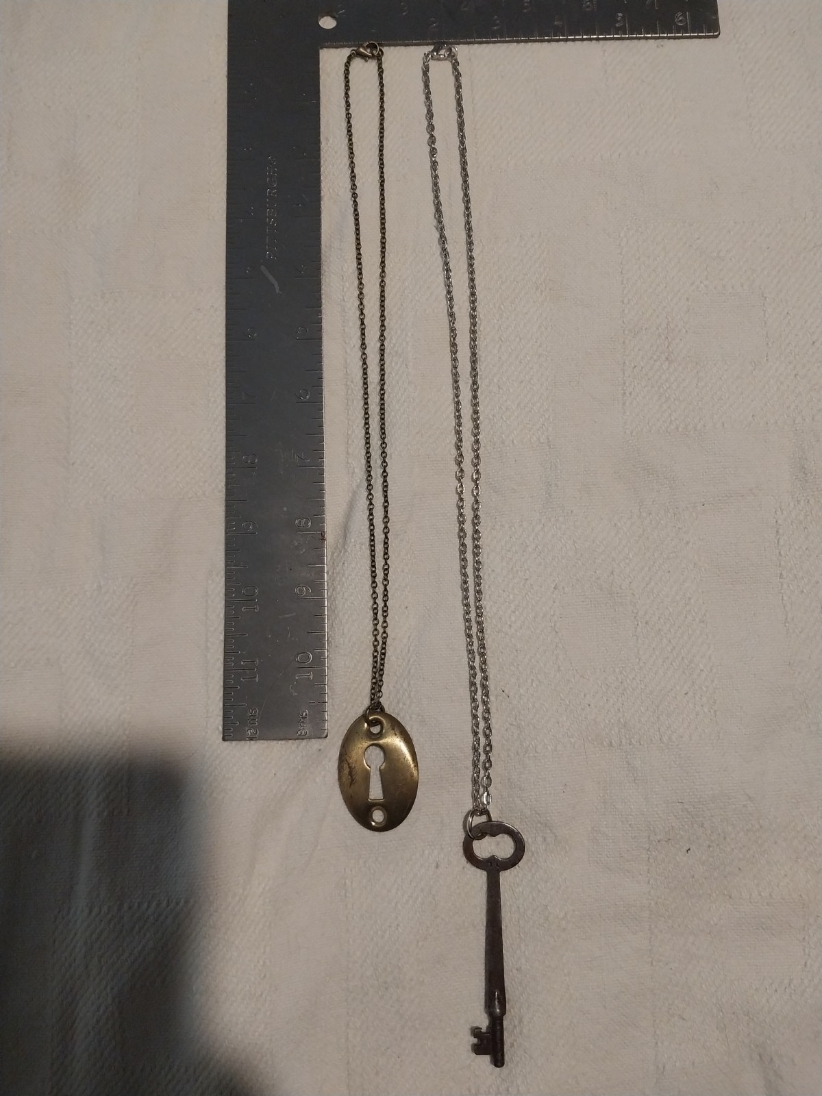 Vintage Skelton Key & Keyhole Pendant Necklace Set #15