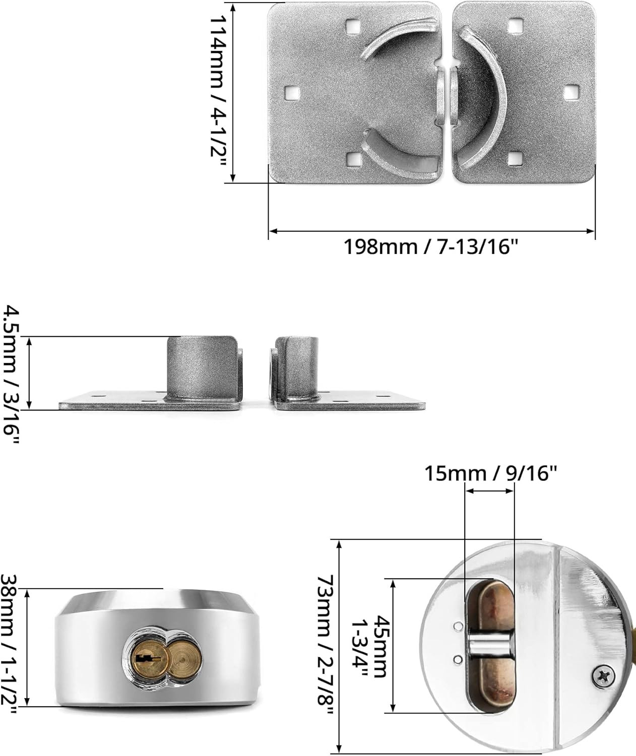 Heavy Duty Steel Puck Lock with Hasp Hidden Shackle for Trucks Gates Vans Doors.
