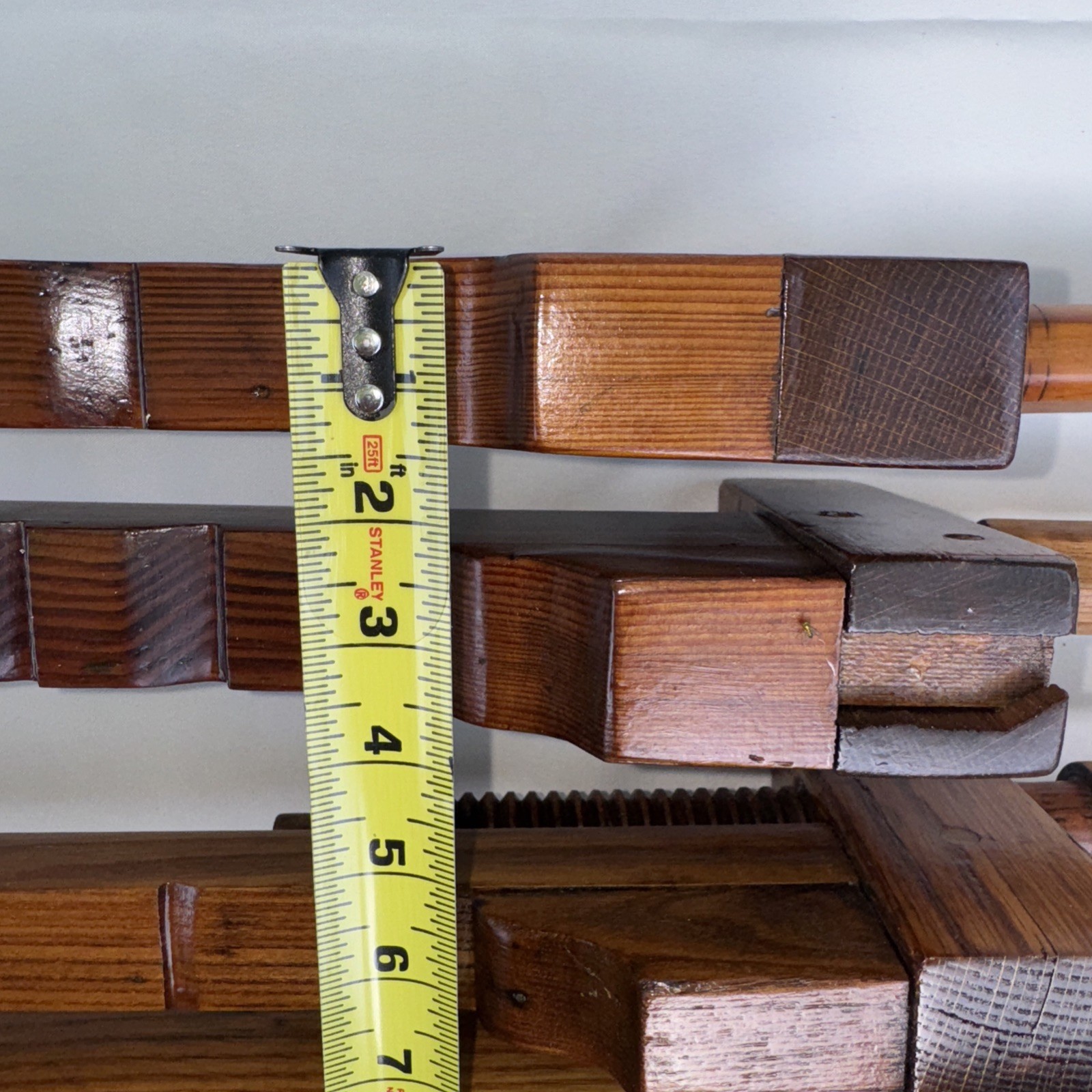 4 Vtg 36” Wooden Bar Clamps Hand Made Complete Primitive Tools Wood Oak Pine