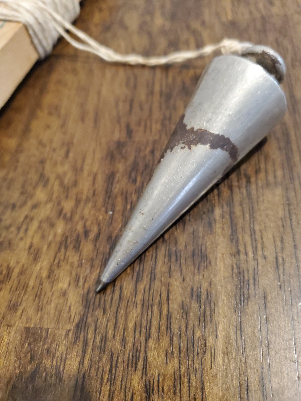 Vintage Plumb Bob With String Woodworking Carpenter Tool Metal Chrome Plated