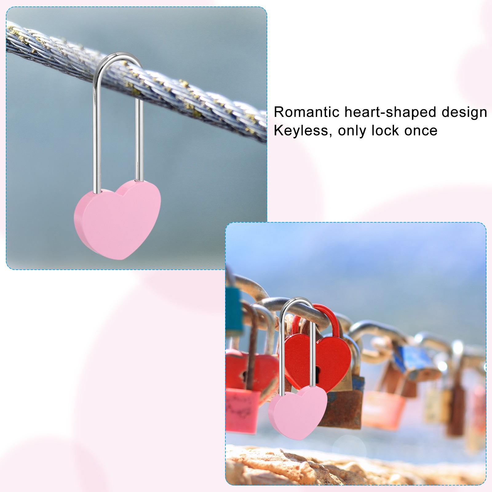 Love Locks Heart Padlock without Key Single Heart Wish Lock Red