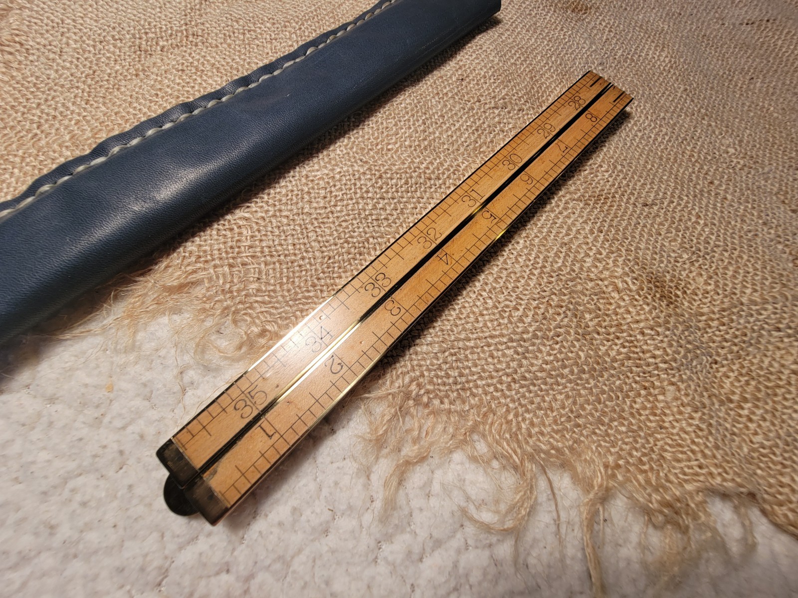 Antique STANLEY 66 3/4 Rule Ruler Brass Bound 36″ Hand Tool Pre 1920
