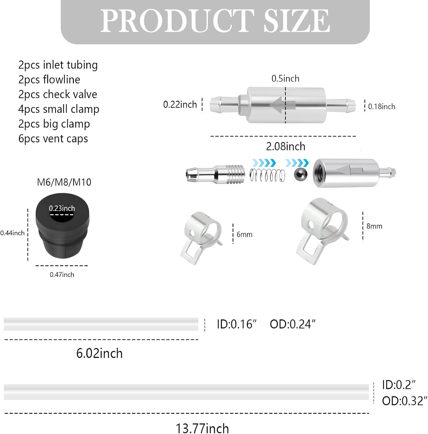 Kit de purga de frenos (2 unidades). Incluye 4 mangueras de purga, 2 válvulas