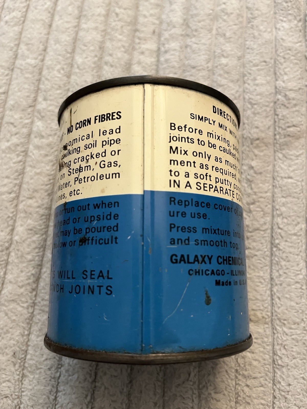 Vintage Galaxy Soil Pipe Cement Lead Substitute 2 Lbs Mostly Full Can Tin