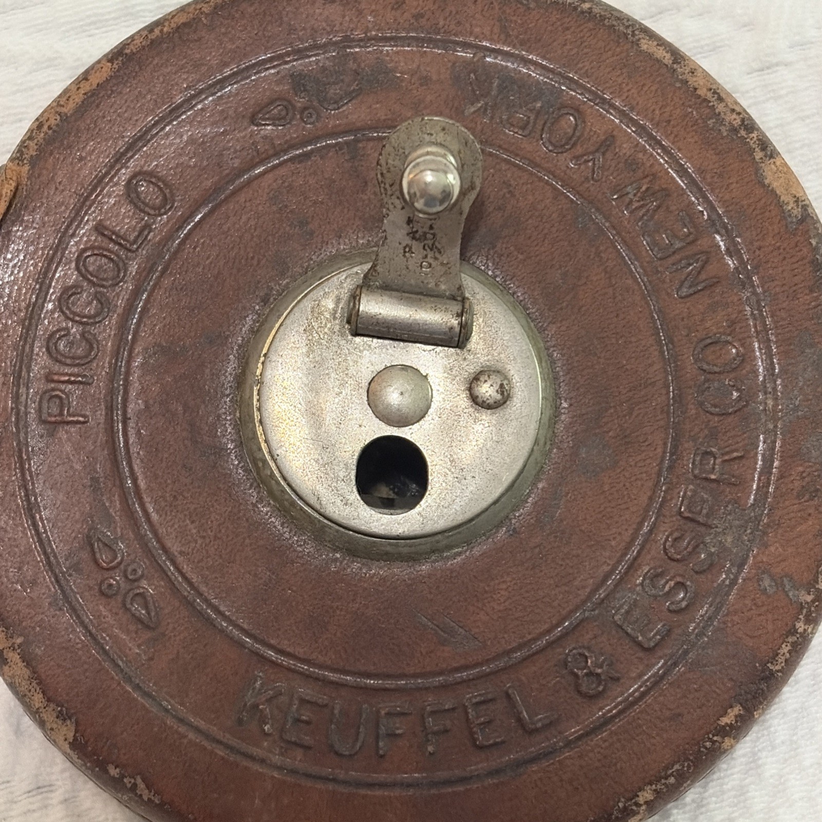 VINTAGE KEUFFEL & ESSER CO. NY “The Piccolo” LEATHER Bound TAPE MEASURE 50 Feet