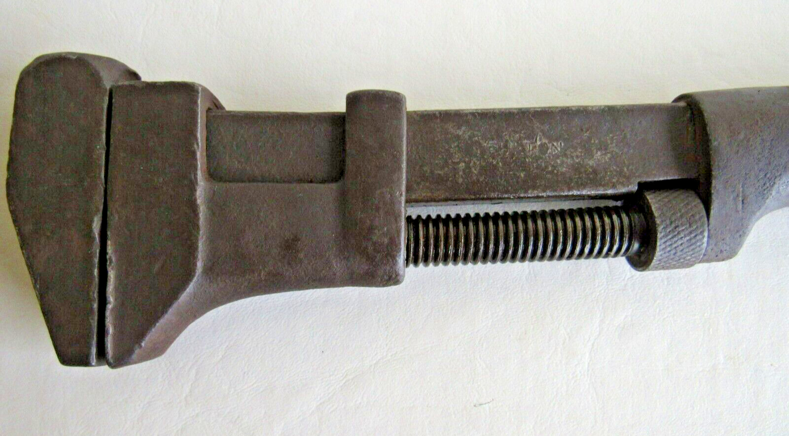 Vintage FULTON Adjustable Pipe Wrench, 12 Inches Long. Wood Handle