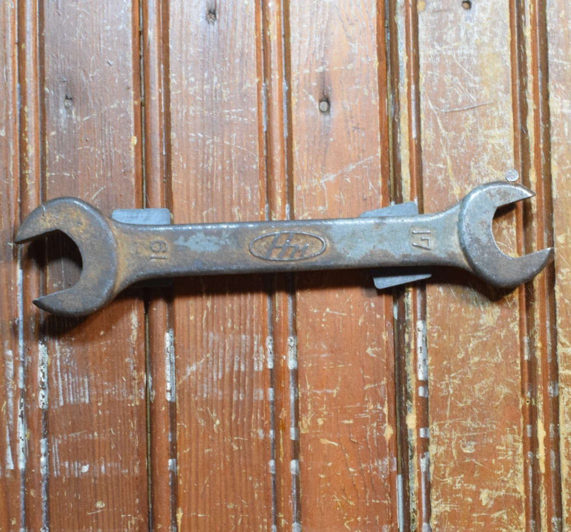 HONDA MOTORCYCLE DROP FORGED DOUBLE OPEN END WRENCH 17MM 19MM VINTAGE 1960s TOOL