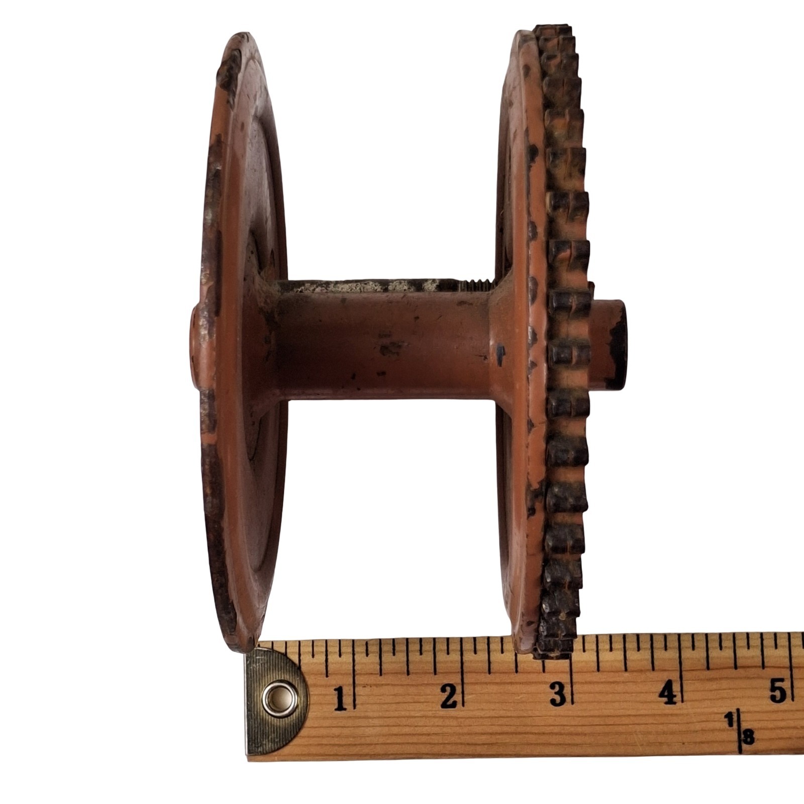 Vintage Industrial Chain Sprocket Pulley Drum Assembly Steel Part 5″