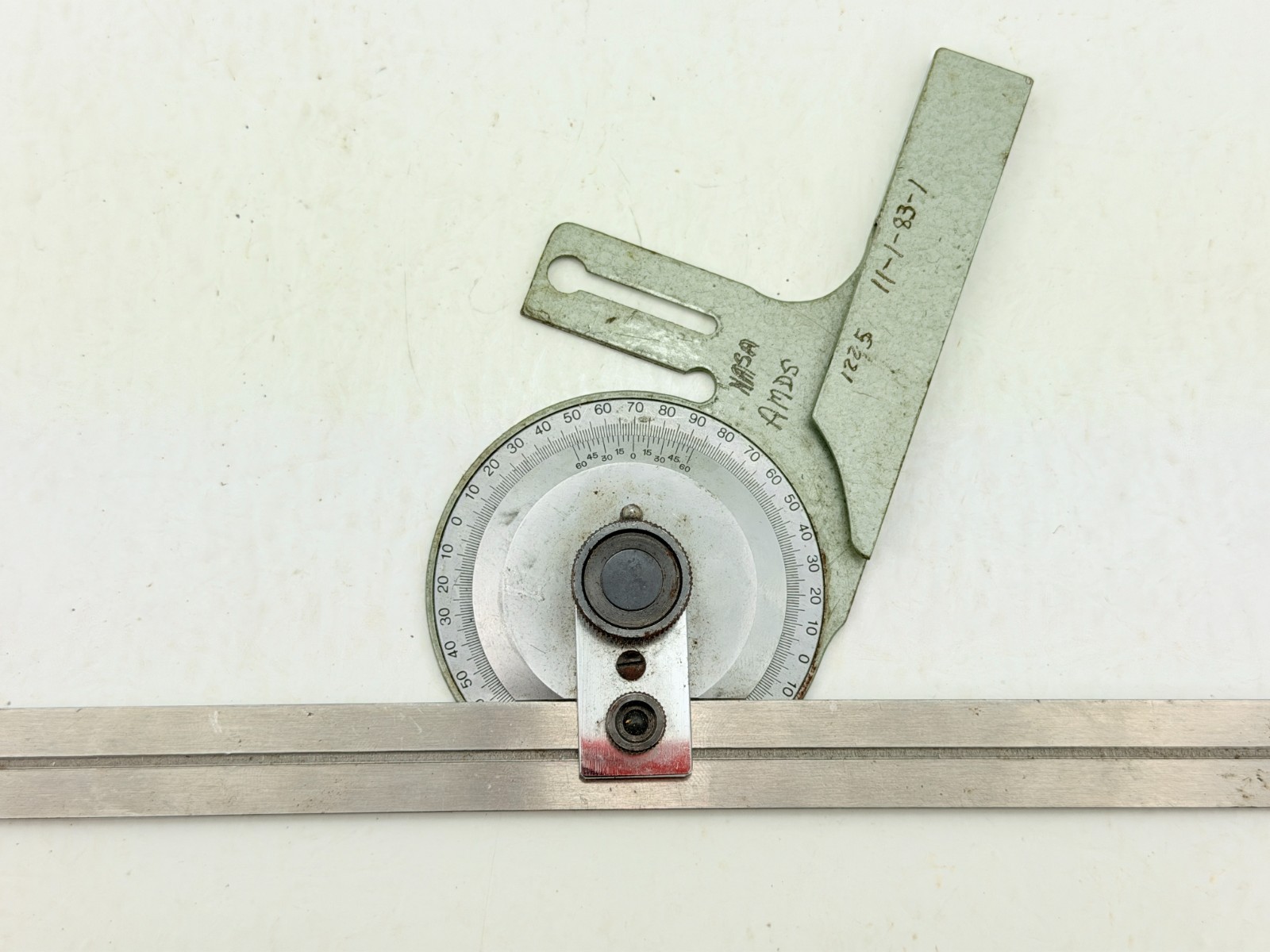 Vintage NASA‑Used Universal Bevel Protractor – 11.75″ – Precision Machinist Tool