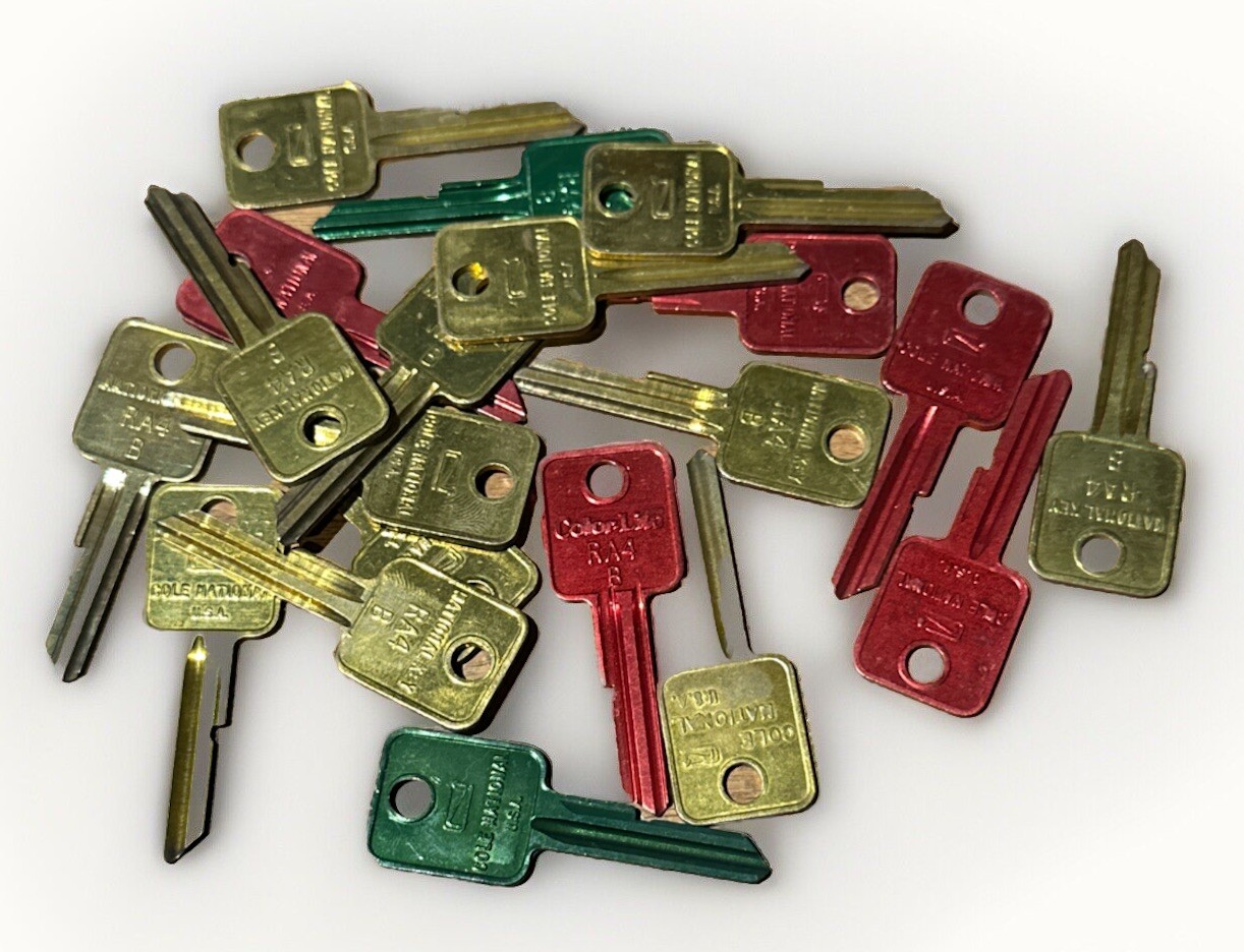 Cole National RA4 B Key Vintage Uncut, Aluminum Or Brass Usa Locksmith FREE SHIP