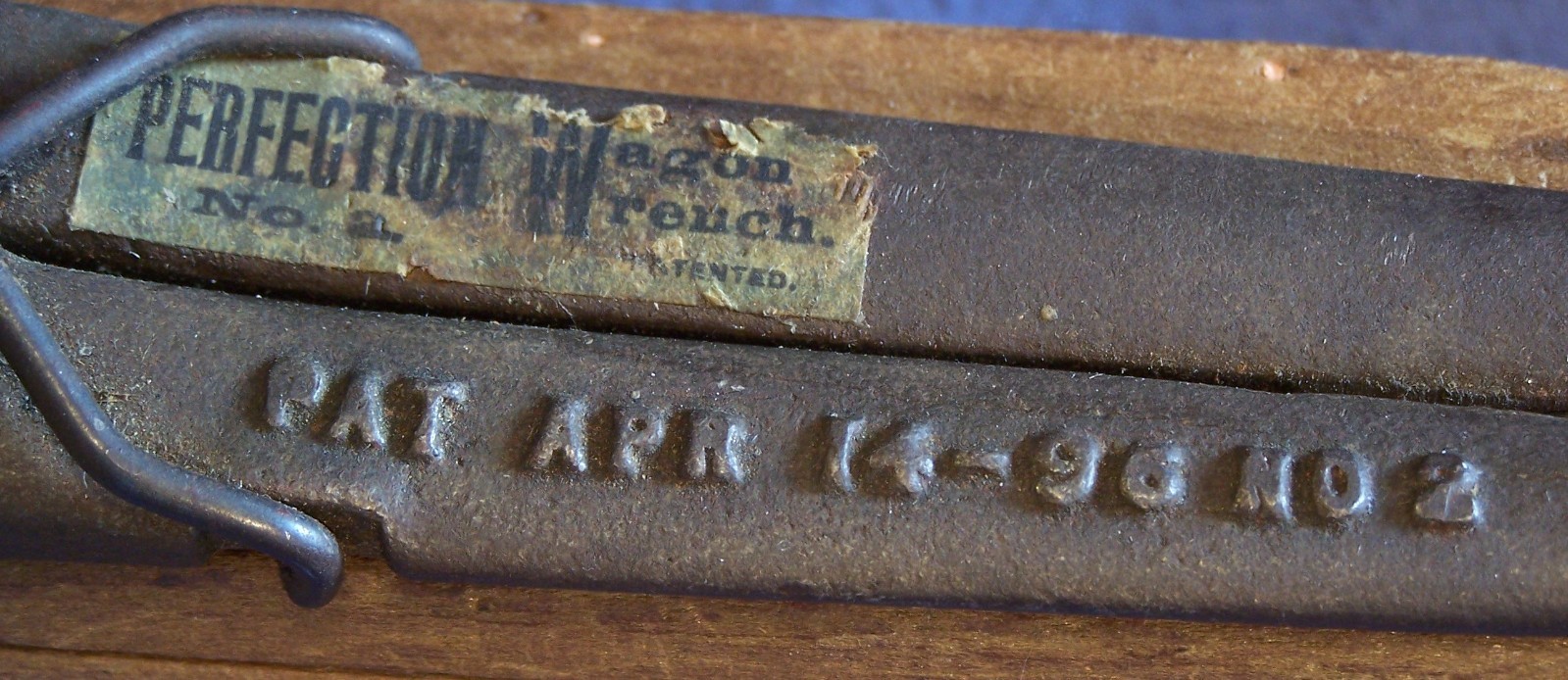 PERFECTION 11 Inch No. 2 Wagon Wrench PATENTED APR 14-96 Buggy Wrench PS&W