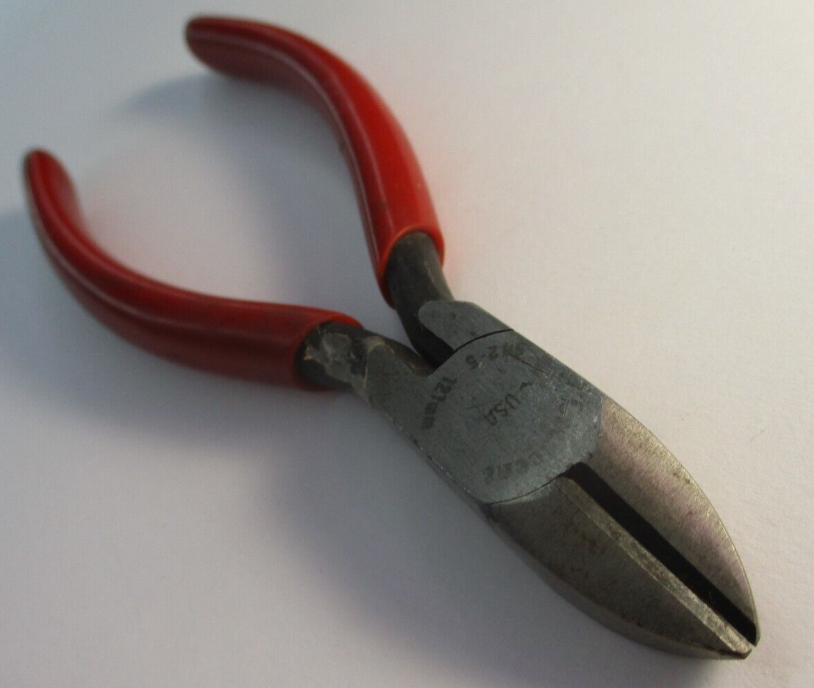 Vintage Crescent 942-5 121mm 5 Diagonal Cutting Cutter Red Grip Pliers USA