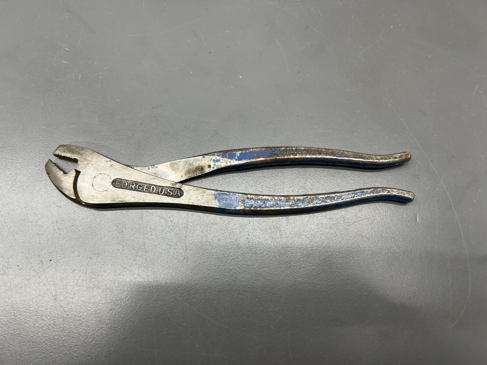 (k) VINTAGE BLUE BIRD NO. 25 BATTERY TERMINAL PLIERS – BLUE HANDLES – VGC -USA