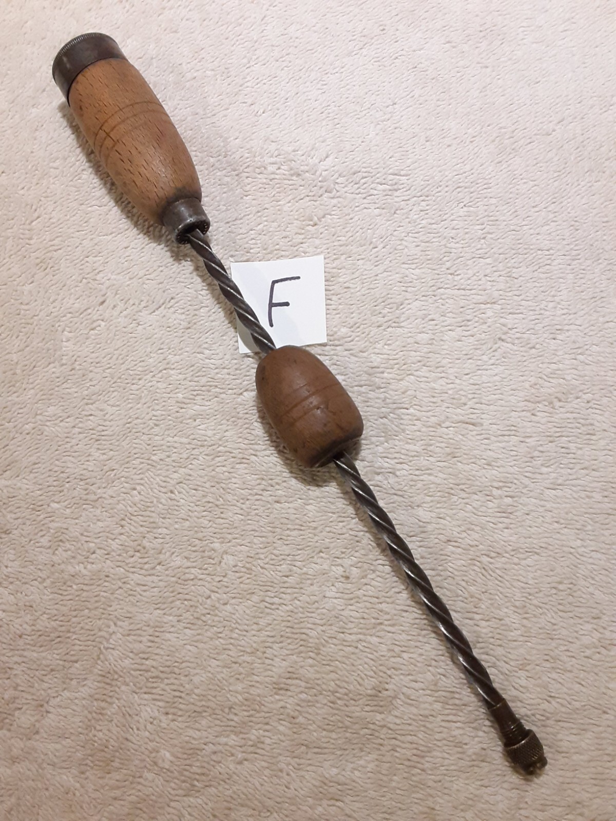 Antique 10 3/4″ Archimedes Hand Spiral Push Drill Woodworking Tool Screwdriver F