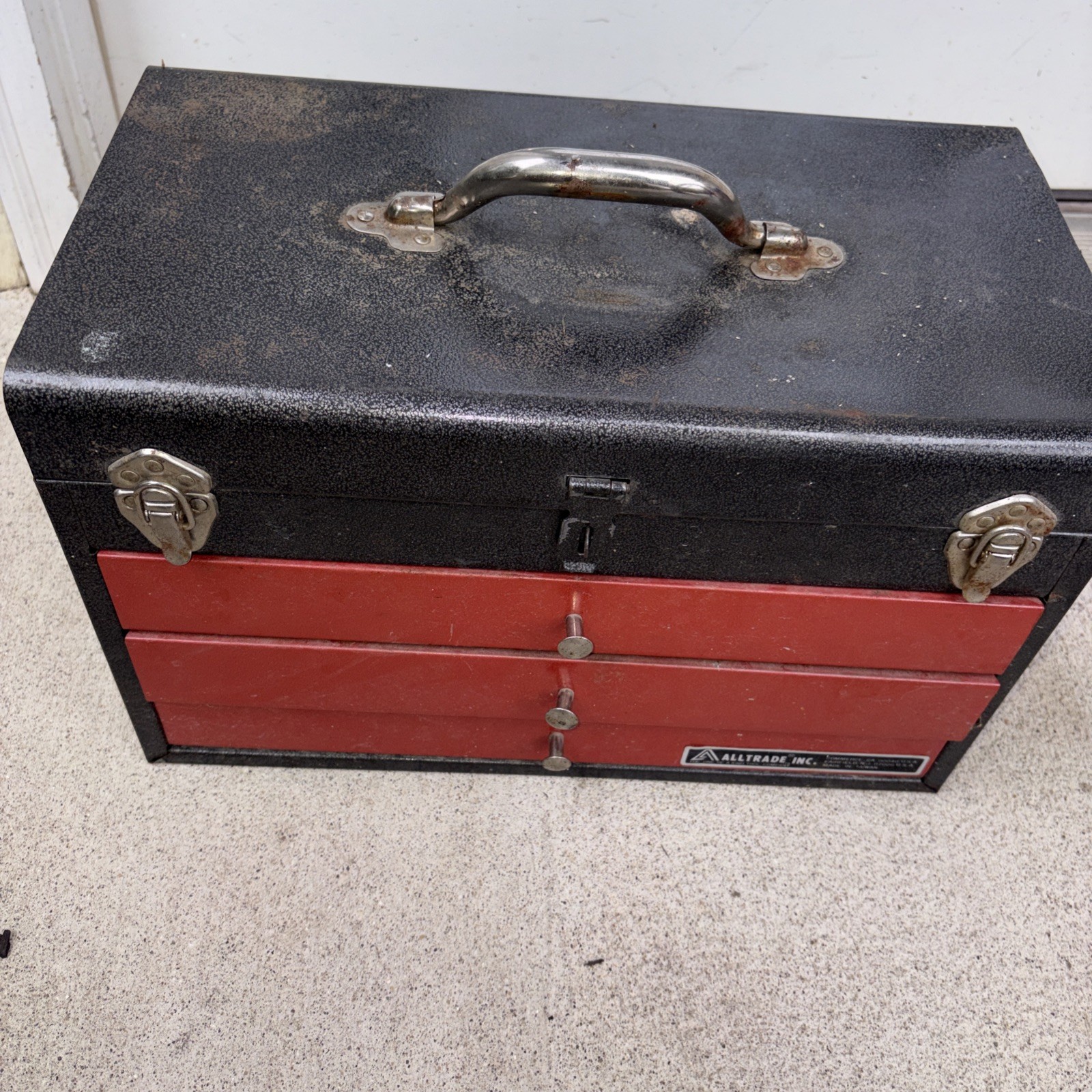 Vintage Alltrade Drawer Metal Toolbox Red & Gray 15″ X 9 1/2″ X 10 5/8″