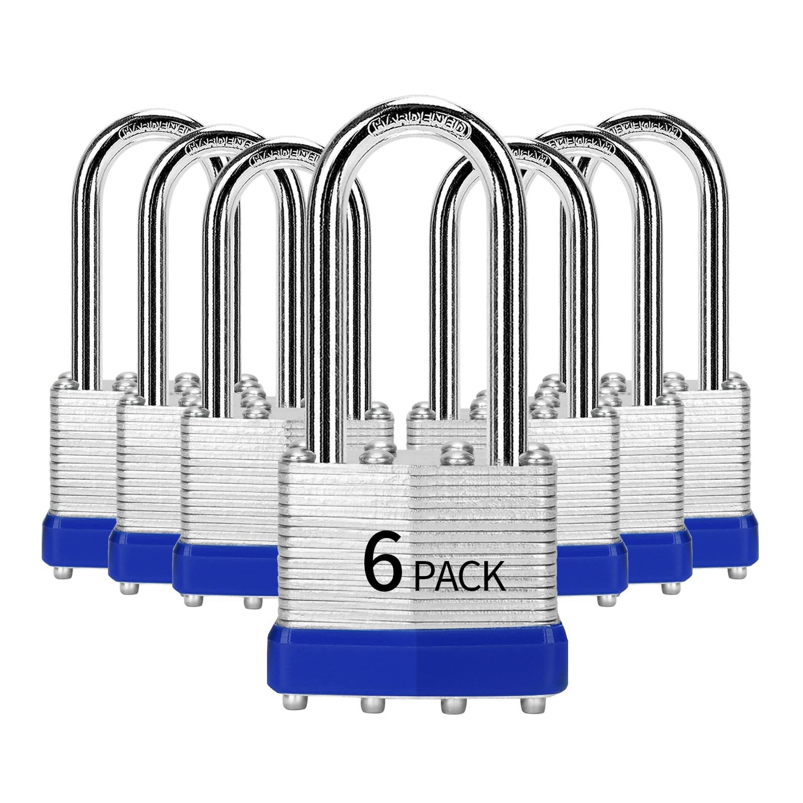 6 Pack Laminated Steel Padlocks Keyed Alike 40mm Long Shackle Heavy Duty Secu…