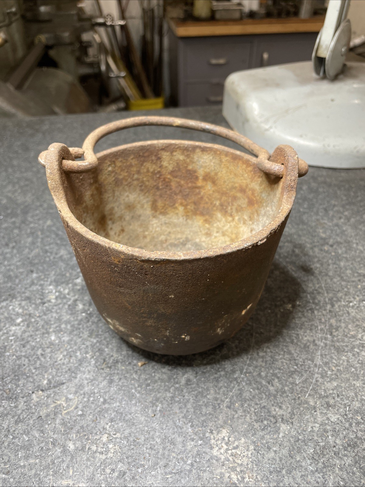 Antique Lead Melting Pot 5 Inches Wide 4” Tall Cast-Iron