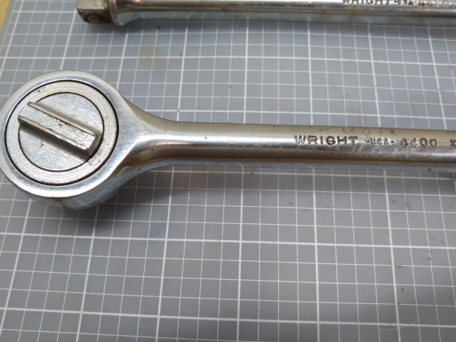 Vintage Wright Tools 1/2″ Drive Ratchet No.4400 & Extension No. 4410 Etched