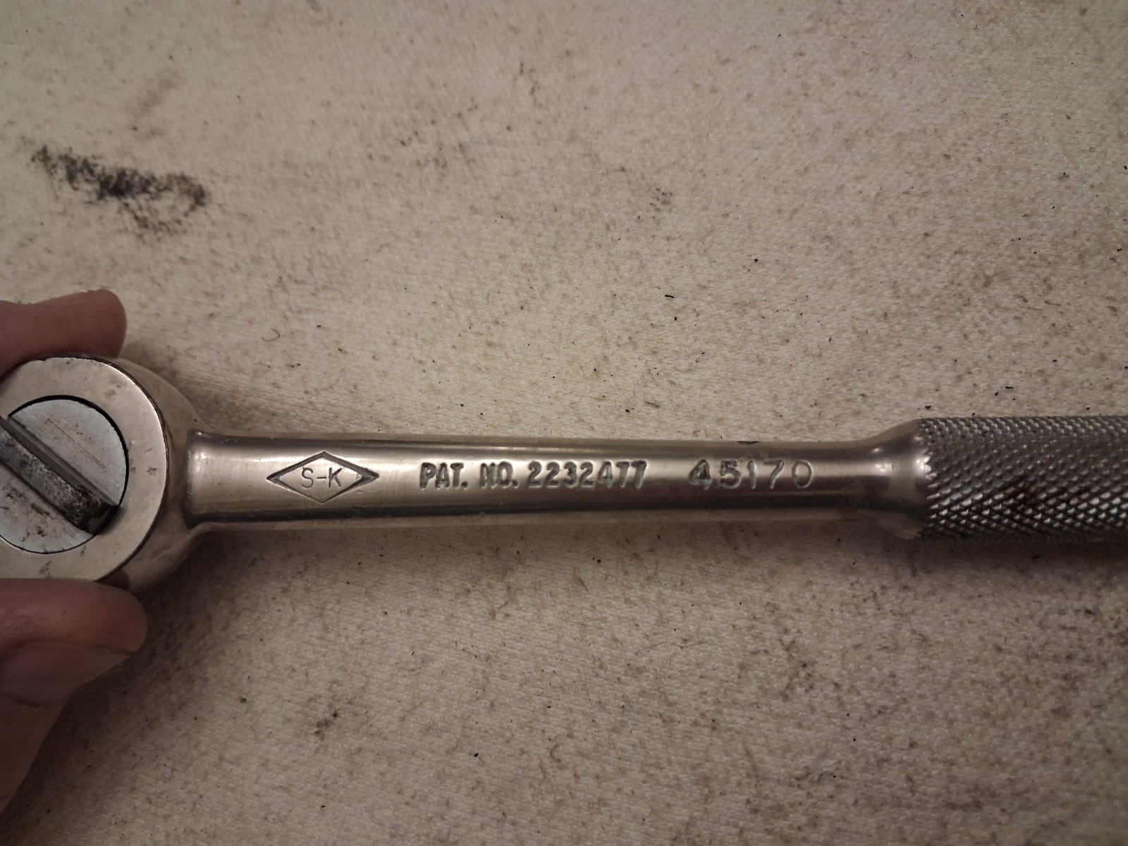 Vintage SK S-K Hand Tools USA 3/8 Dr 7.5″ Long Diamond Logo Ratchet 45170 Patent