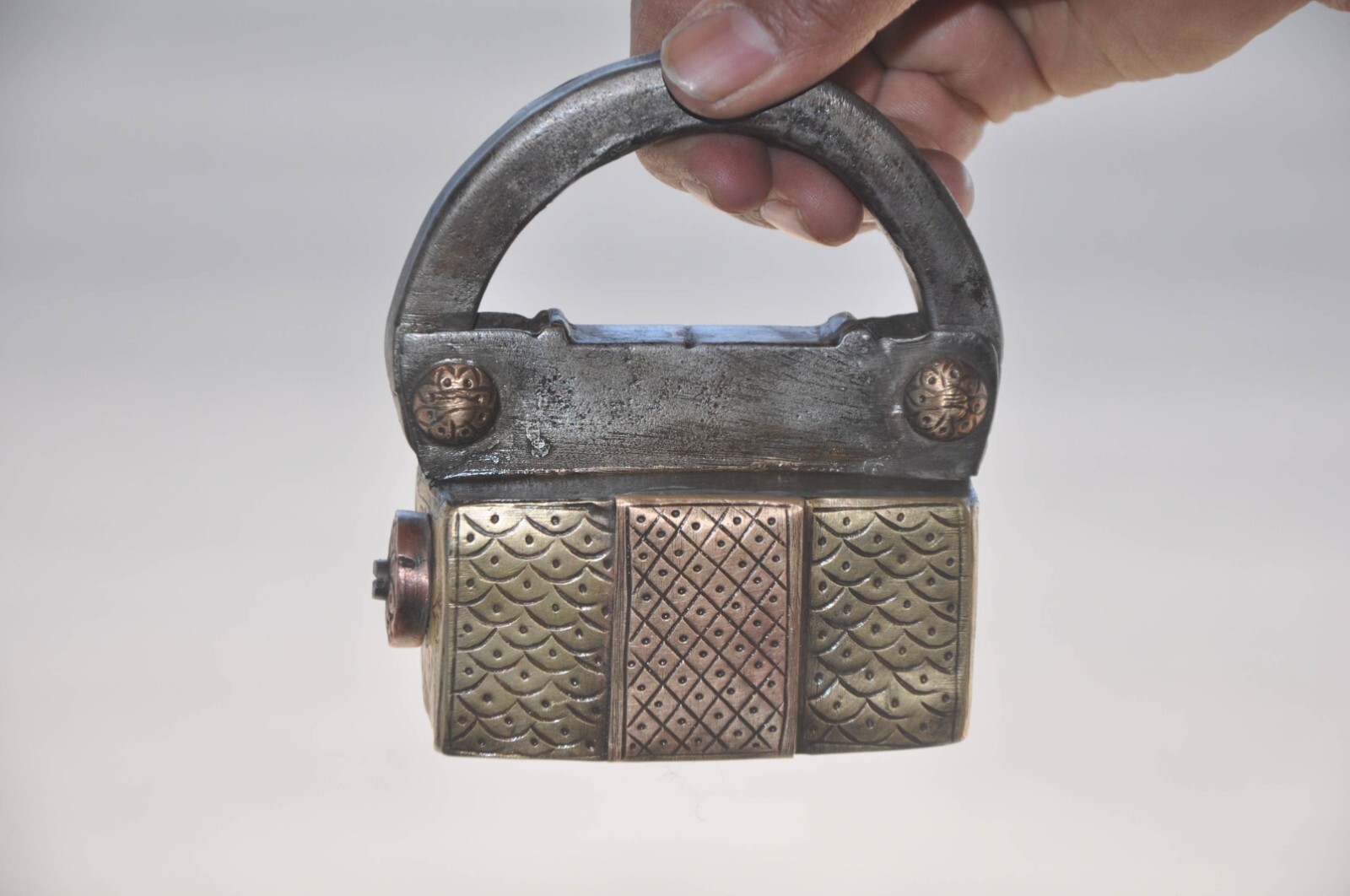 Vintage Iron Screw System Handcrafted Brass Fitted Unique Pad Lock