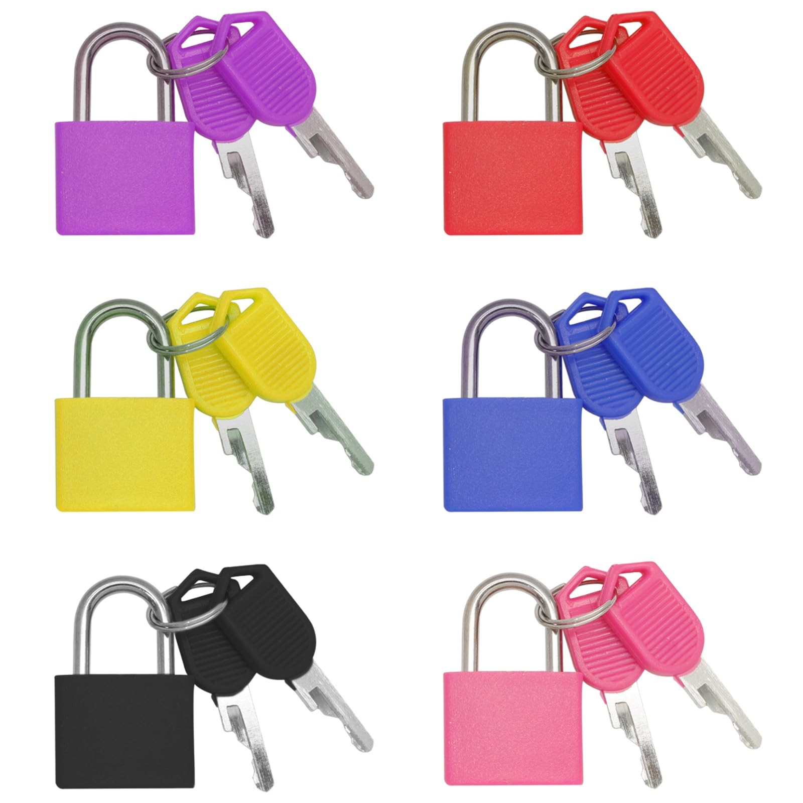 6 Pack Suitcase Locks with Keys – Multicolor Metal Luggage Padlocks – Mini Ke…
