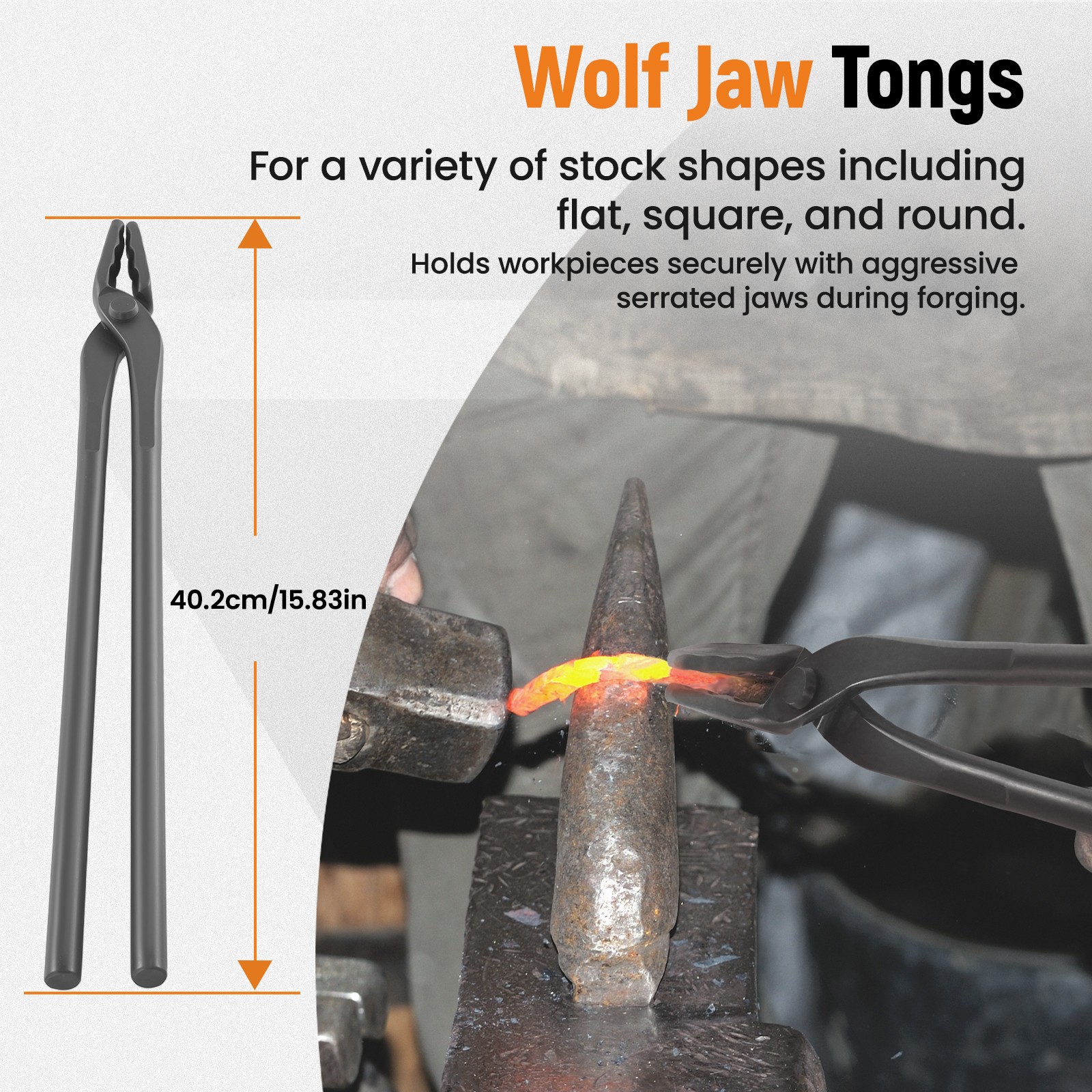 4pcs Forging Tongs Set Flat V Bit Blade Wolf Jaw Blacksmith Carbon Steel Tool
