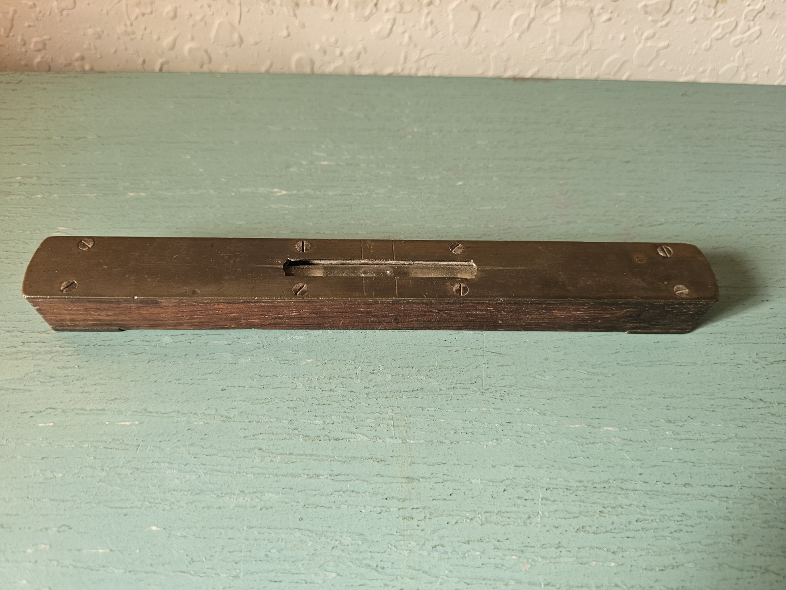 Antique Late 19th Century Pocket Spirit Level, Brass & Mahogany, 9″-Very Good