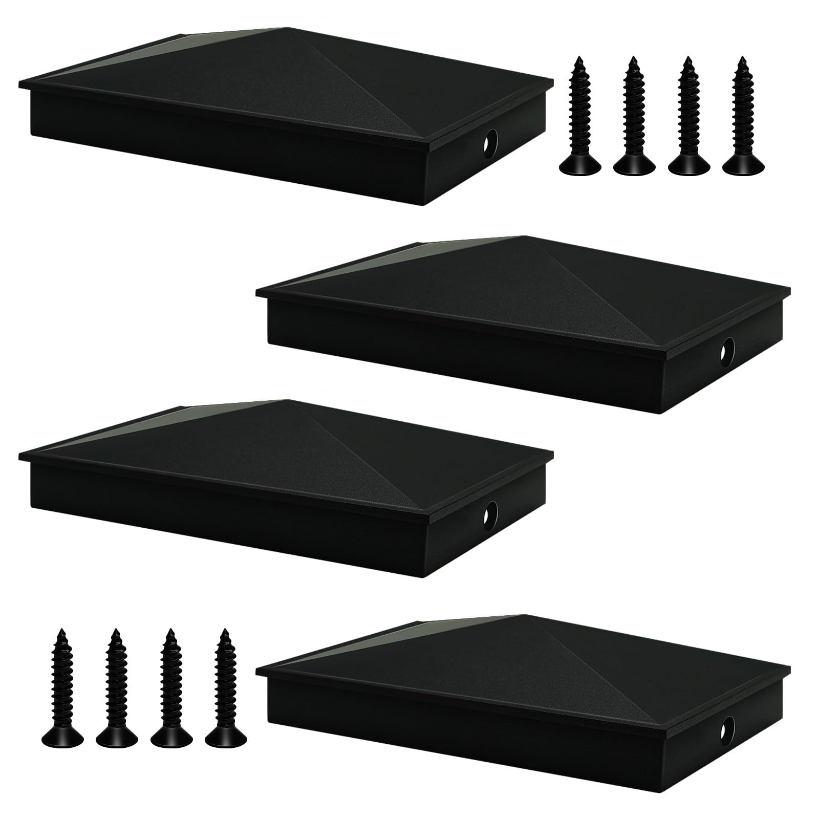 4×6 Black Aluminum Pyramid Post Caps Cover for 4×6 Nominal Wood Post(Actual 3…